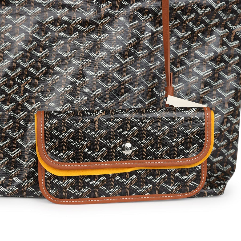 Goyard Goyardine Black and Brown Boheme Hobo Bag Palladium Hardware