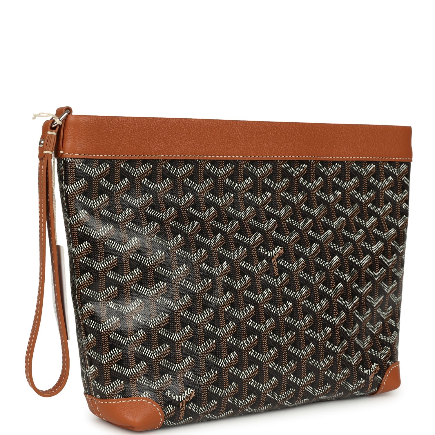 Goyard Goyardine Canvas Black and Brown Conti Pouch Palladium Hardware