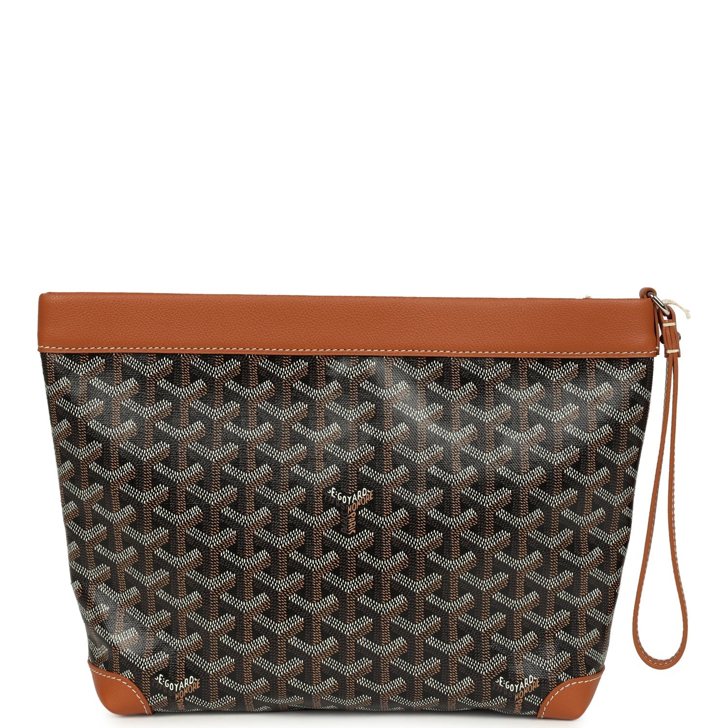 Goyard Goyardine Canvas Black and Brown Conti Pouch Palladium Hardware
