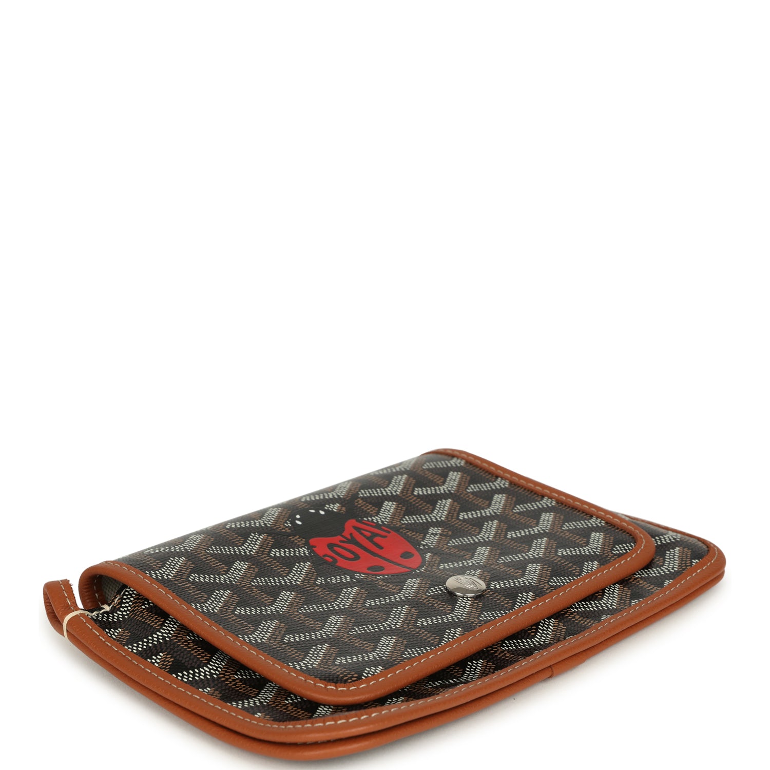 Goyard Goyardine Canvas Black and Brown Ladybug Plumet Pocket Wallet Palladium Hardware