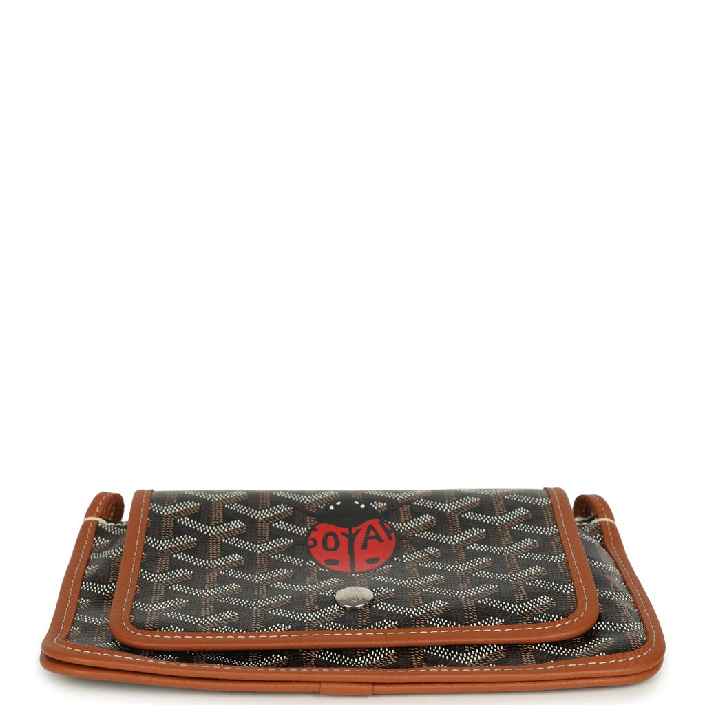 Goyard Goyardine Canvas Black and Brown Ladybug Plumet Pocket Wallet Palladium Hardware