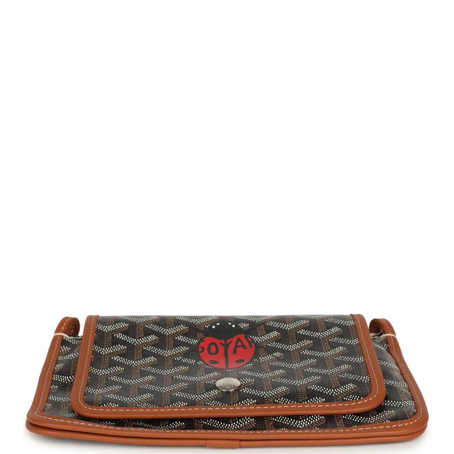Goyard Goyardine Canvas Black and Brown Ladybug Plumet Pocket Wallet Palladium Hardware
