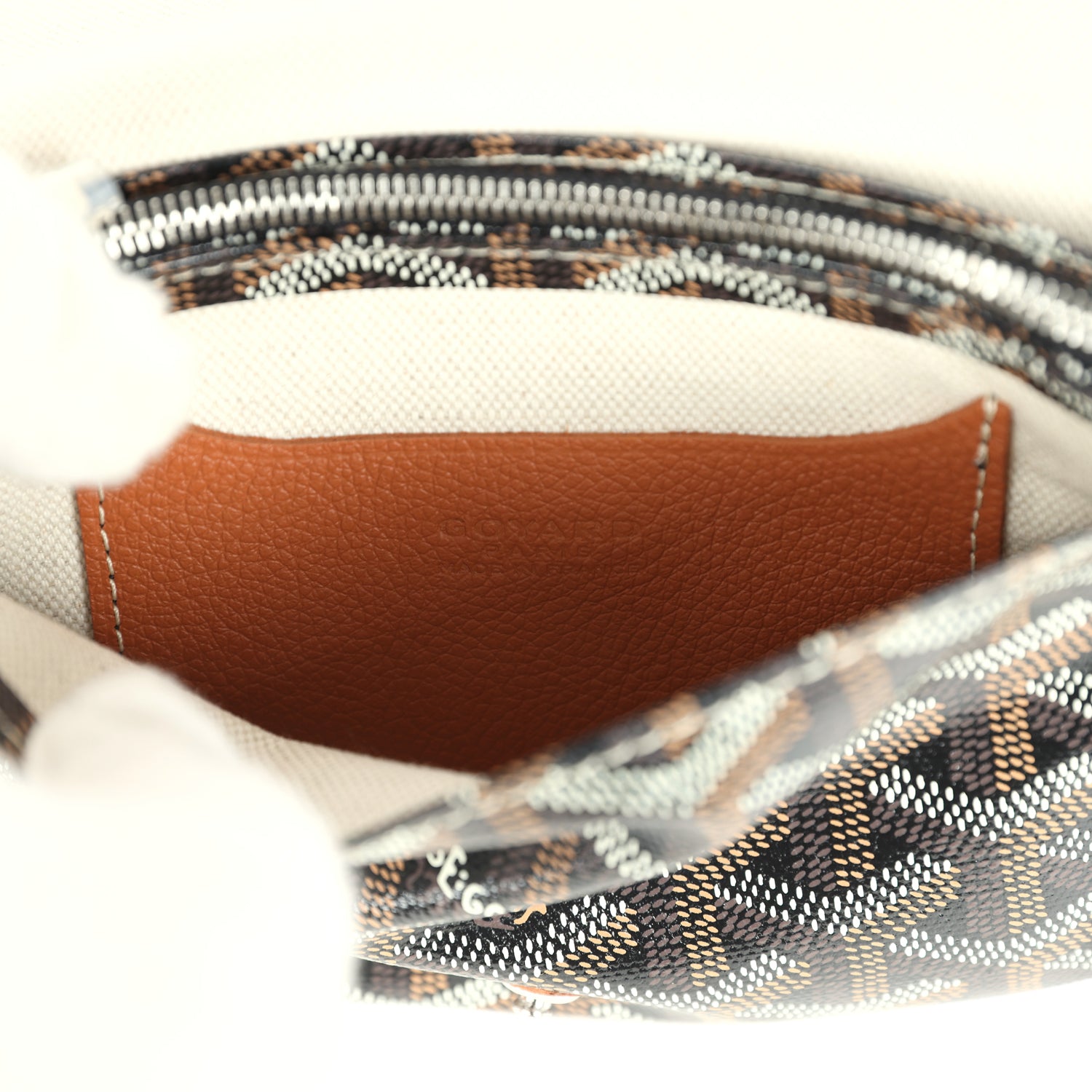 Goyard Goyardine Canvas Black and Brown Ladybug Plumet Pocket Wallet Palladium Hardware