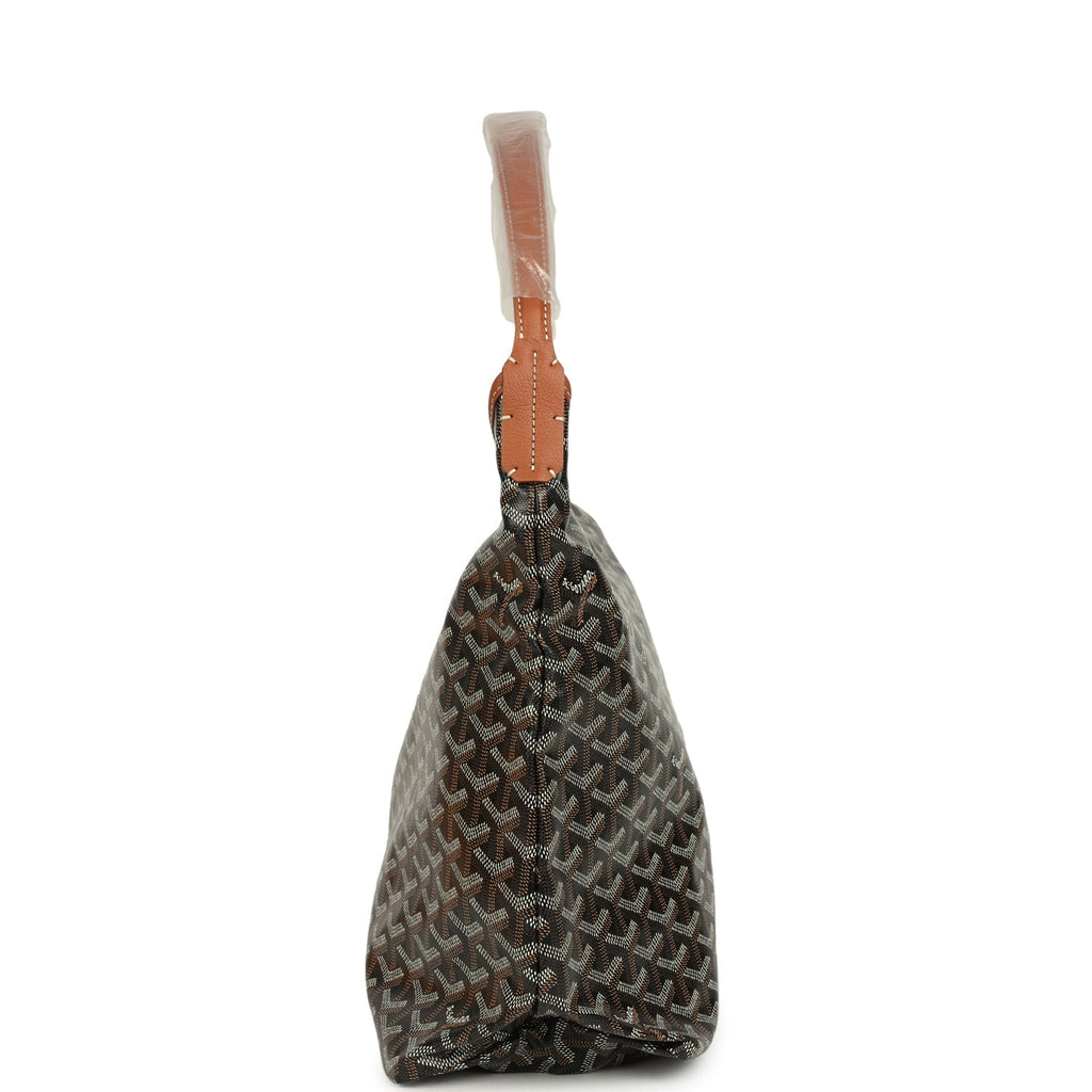 Goyard Goyardine Canvas Black and Brown Hand-Painted Heart Boheme Hobo Palladium Hardware