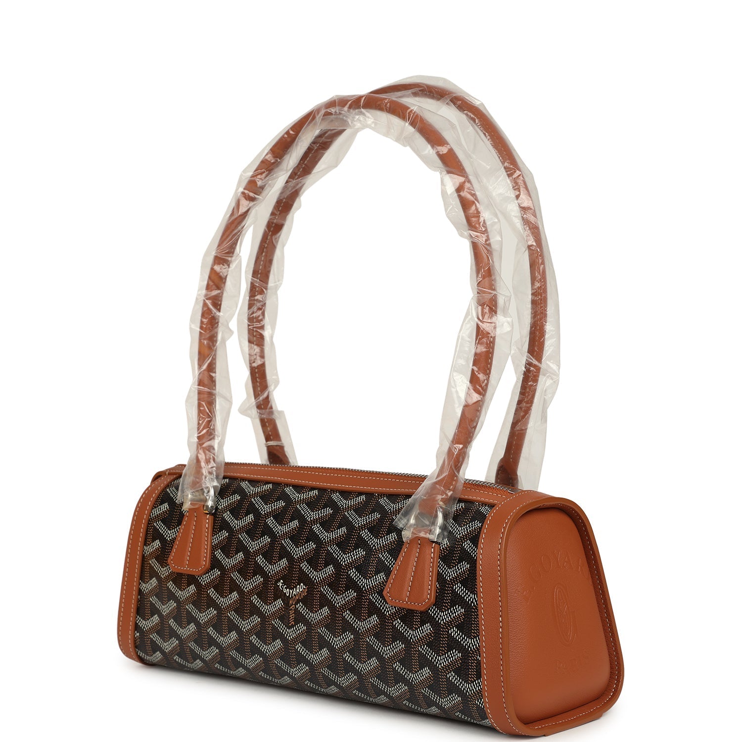 Goyard Goyardine Canvas Bonbonnière Bag Black and Brown Chevroches Calfskin Palladium Hardware