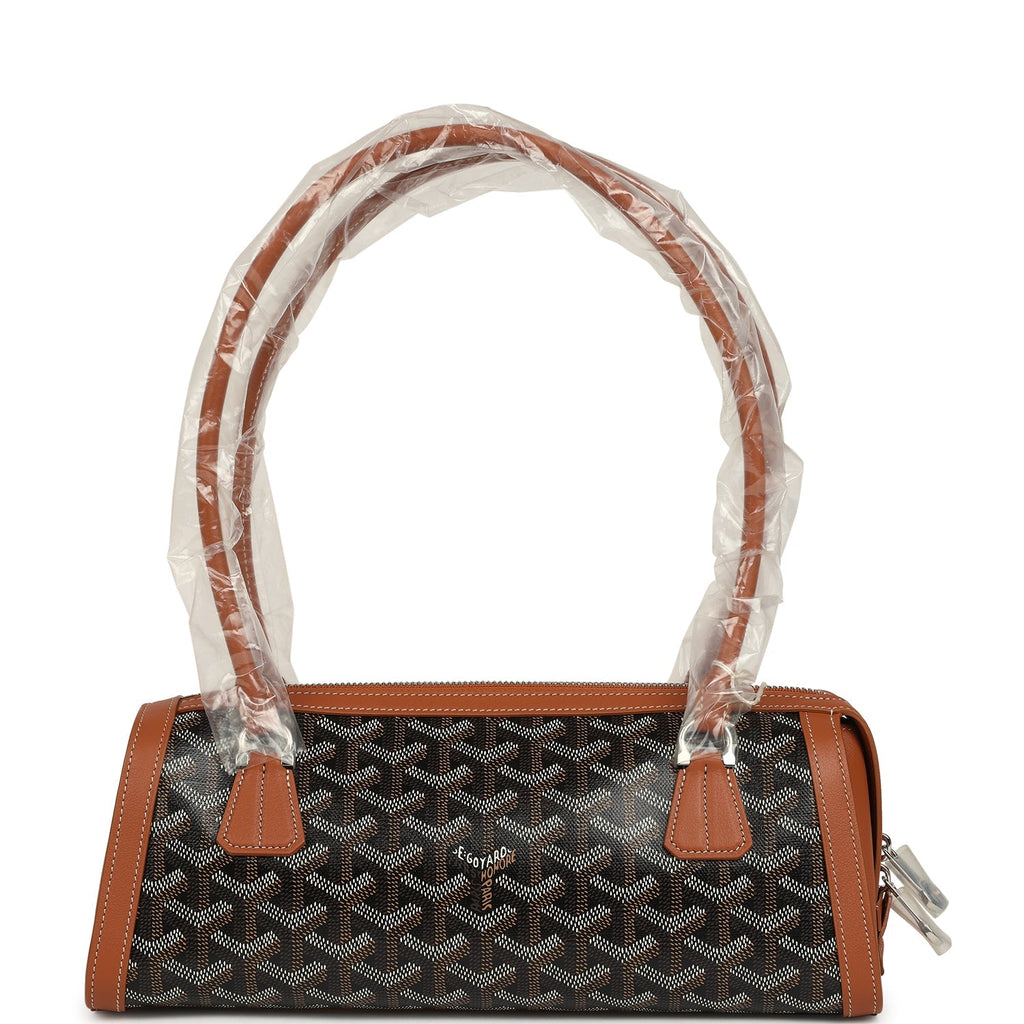 Goyard Goyardine Canvas Bonbonnière Bag Black and Brown Chevroches Calfskin Palladium Hardware