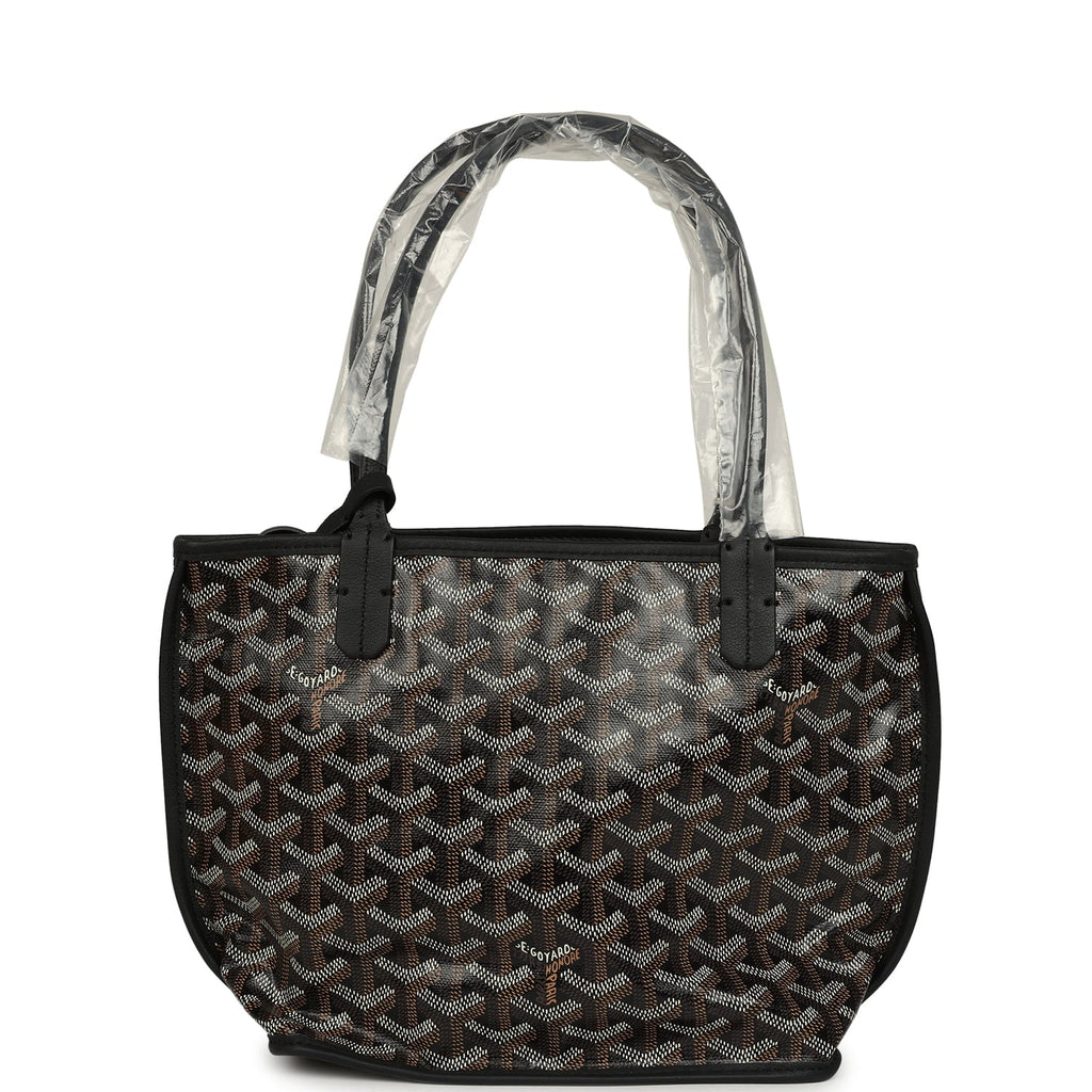 Goyard Goyardine Hand-Painted Heart Anjou Black Mini Bag Palladium Hardware