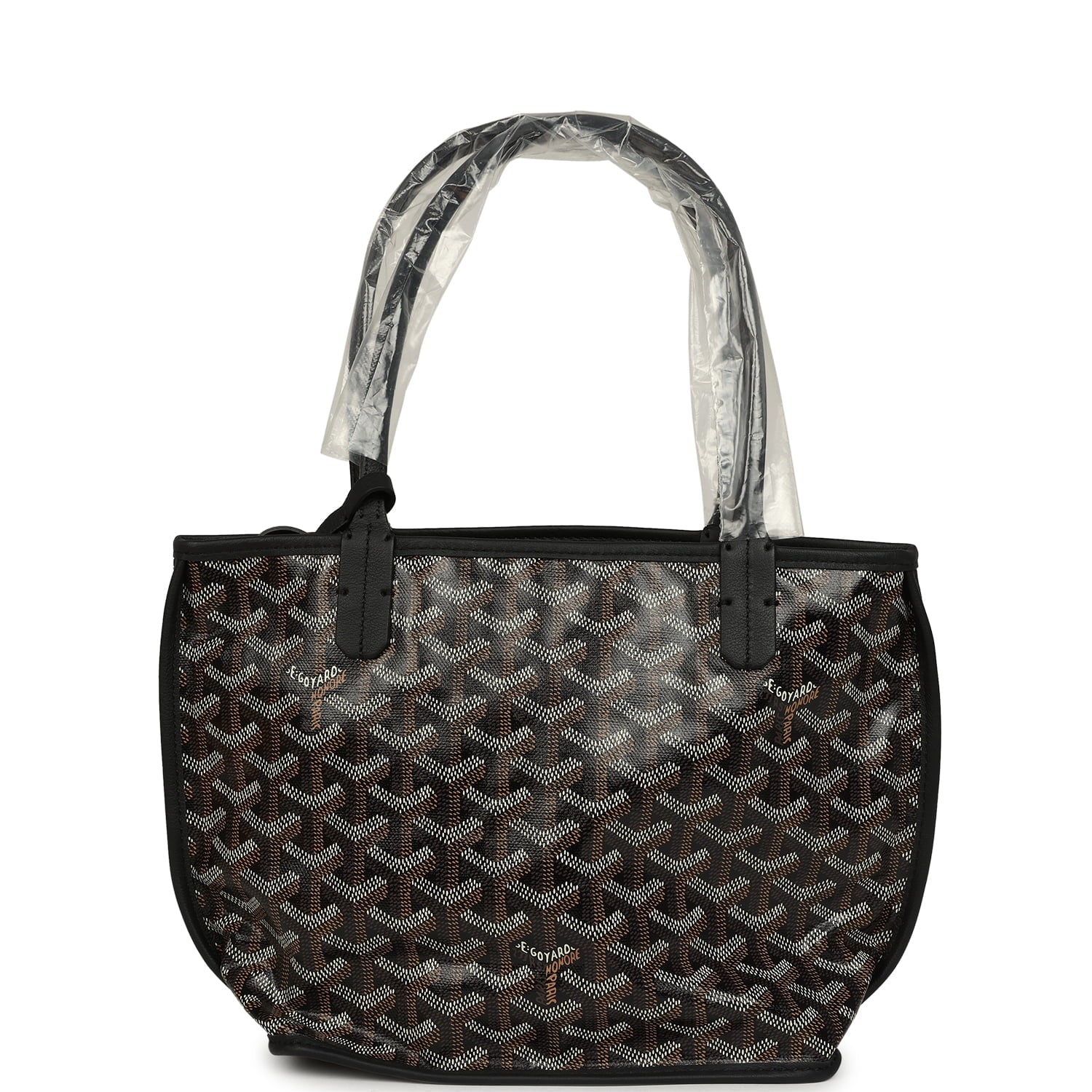 Goyard Goyardine Hand-Painted Heart Anjou Black Mini Bag Palladium Hardware