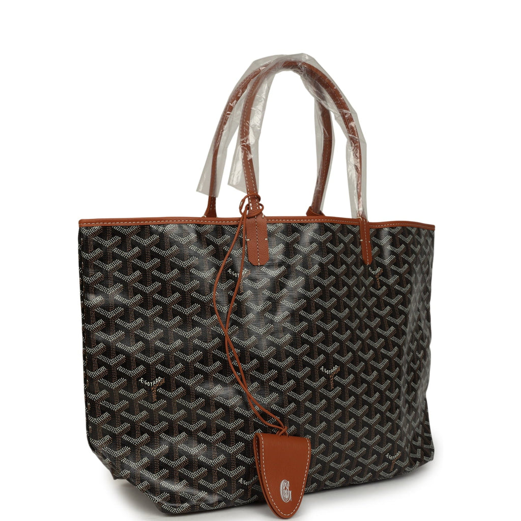 Goyard Goyardine Black and Brown Saint Louis PM Tote Bag Palladium Hardware