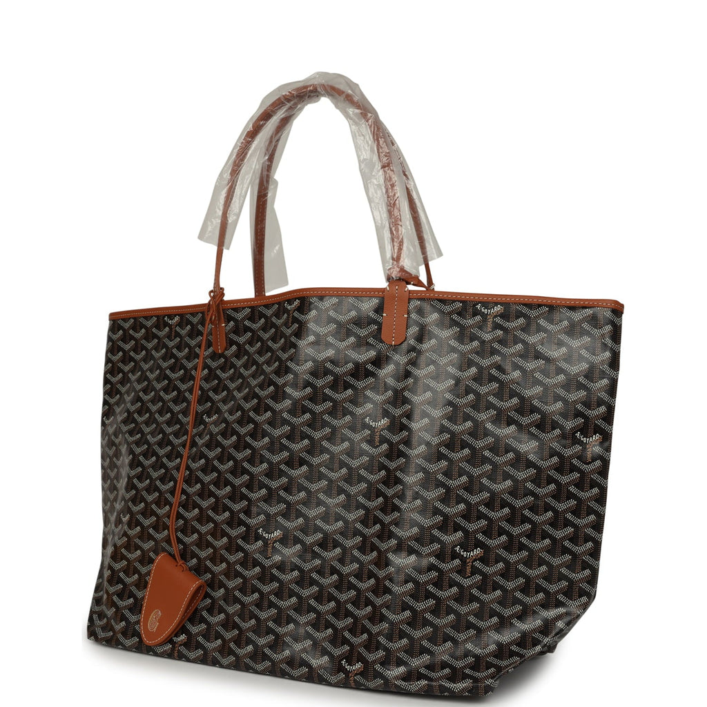 Goyard Goyardine Black and Brown Saint Louis GM Tote Bag Palladium Hardware