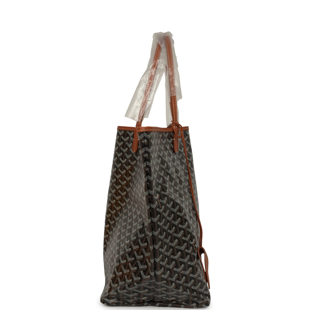 Goyard Goyardine Black and Brown Saint Louis GM Tote Bag Palladium Hardware