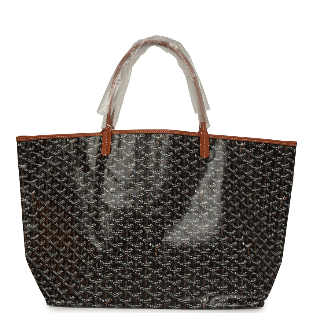 Goyard Goyardine Black and Brown Saint Louis GM Tote Bag Palladium Hardware