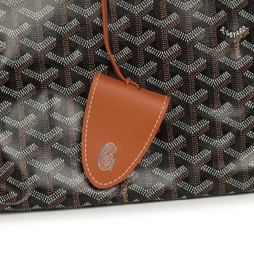Goyard Goyardine Black and Brown Saint Louis GM Tote Bag Palladium Hardware