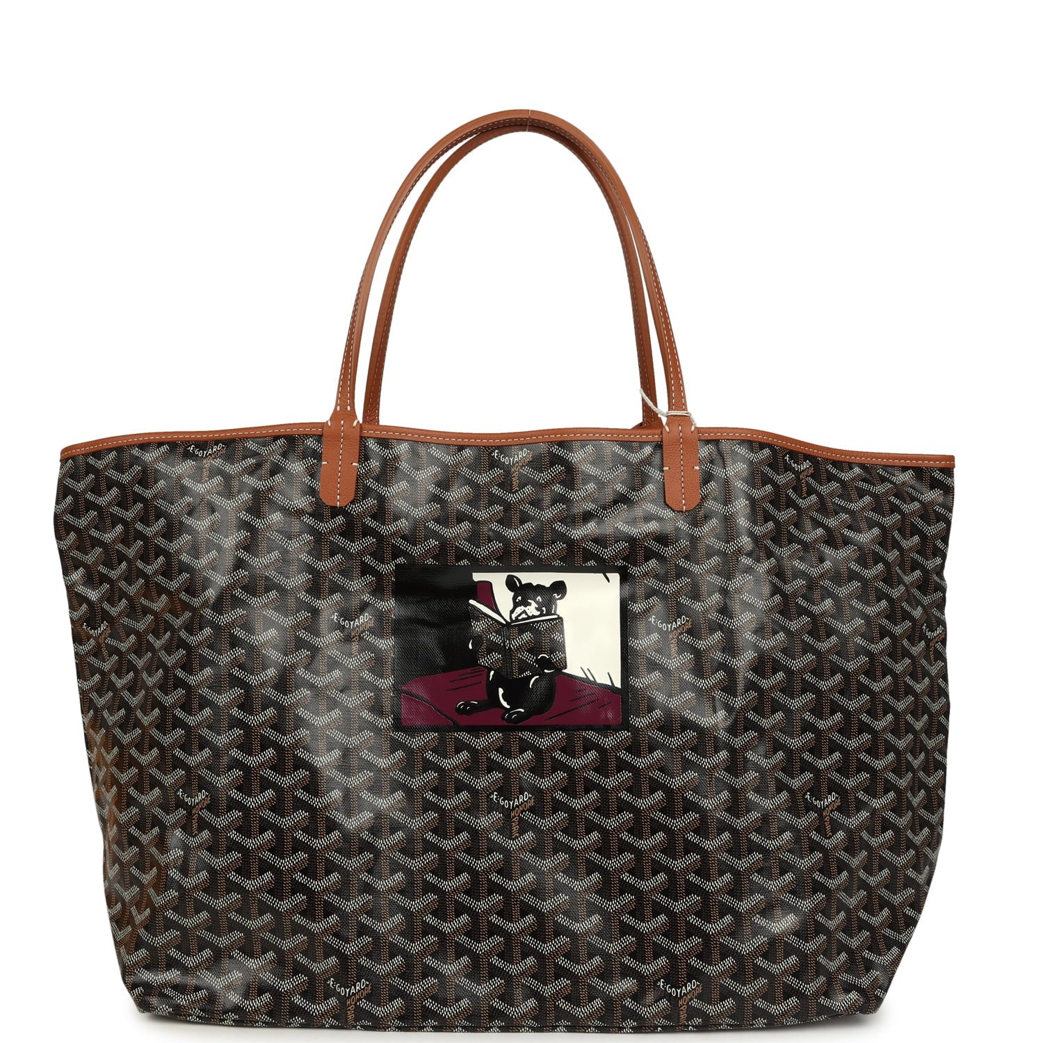 Goyard Goyardine "Hulot Dog" Black and Brown Saint Louis GM Tote Bag Palladium Hardware