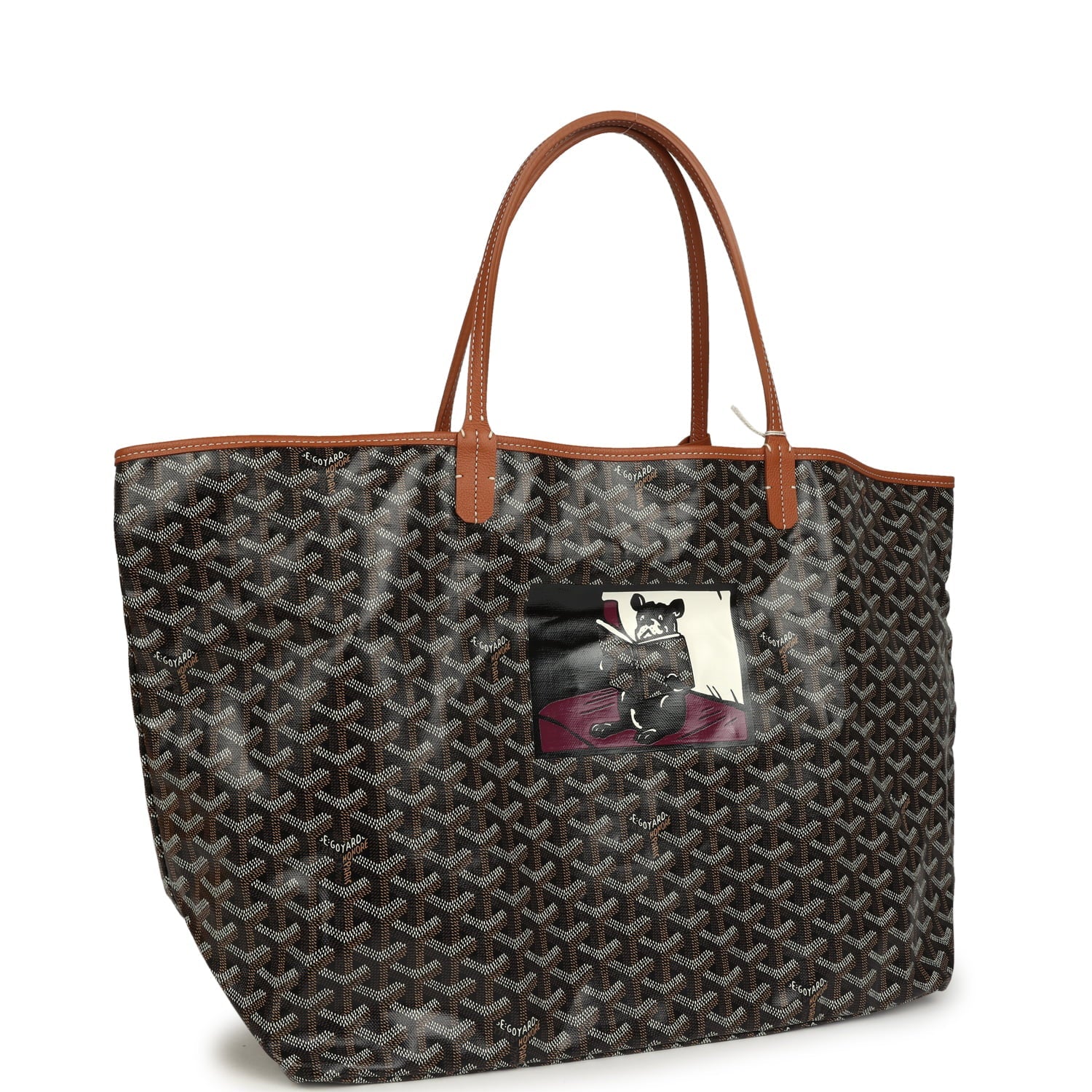 Goyard Goyardine "Hulot Dog" Black and Brown Saint Louis GM Tote Bag Palladium Hardware