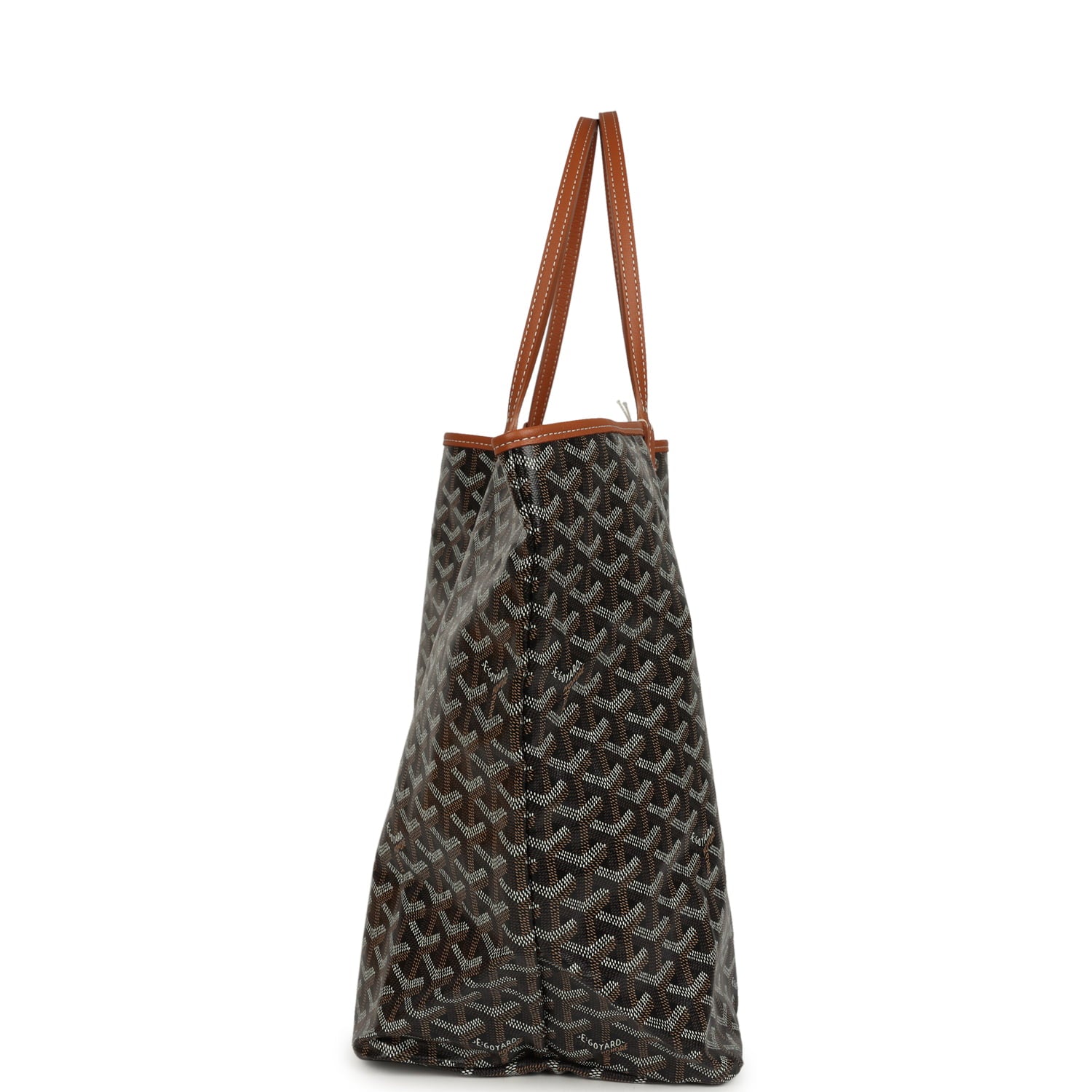 Goyard Goyardine "Hulot Dog" Black and Brown Saint Louis GM Tote Bag Palladium Hardware