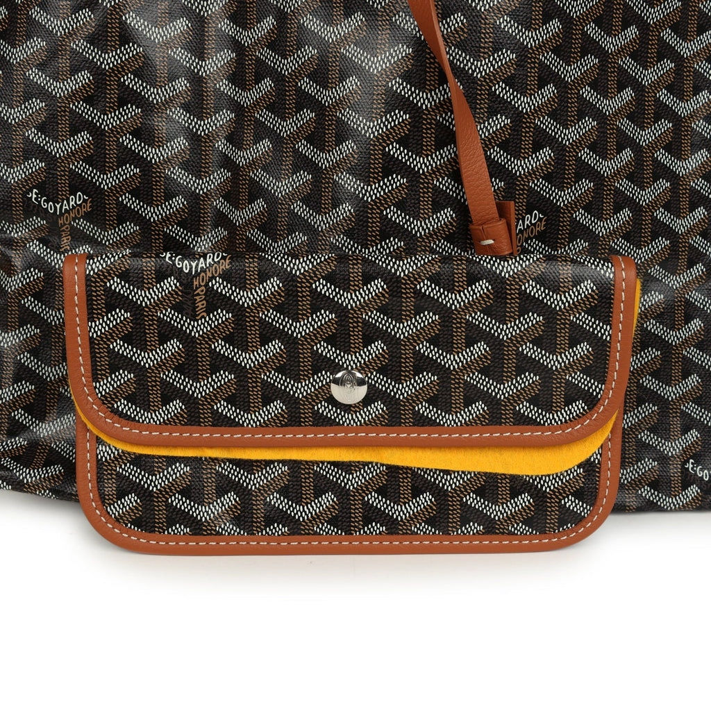 Goyard Goyardine "Hulot Dog" Black and Brown Saint Louis GM Tote Bag Palladium Hardware