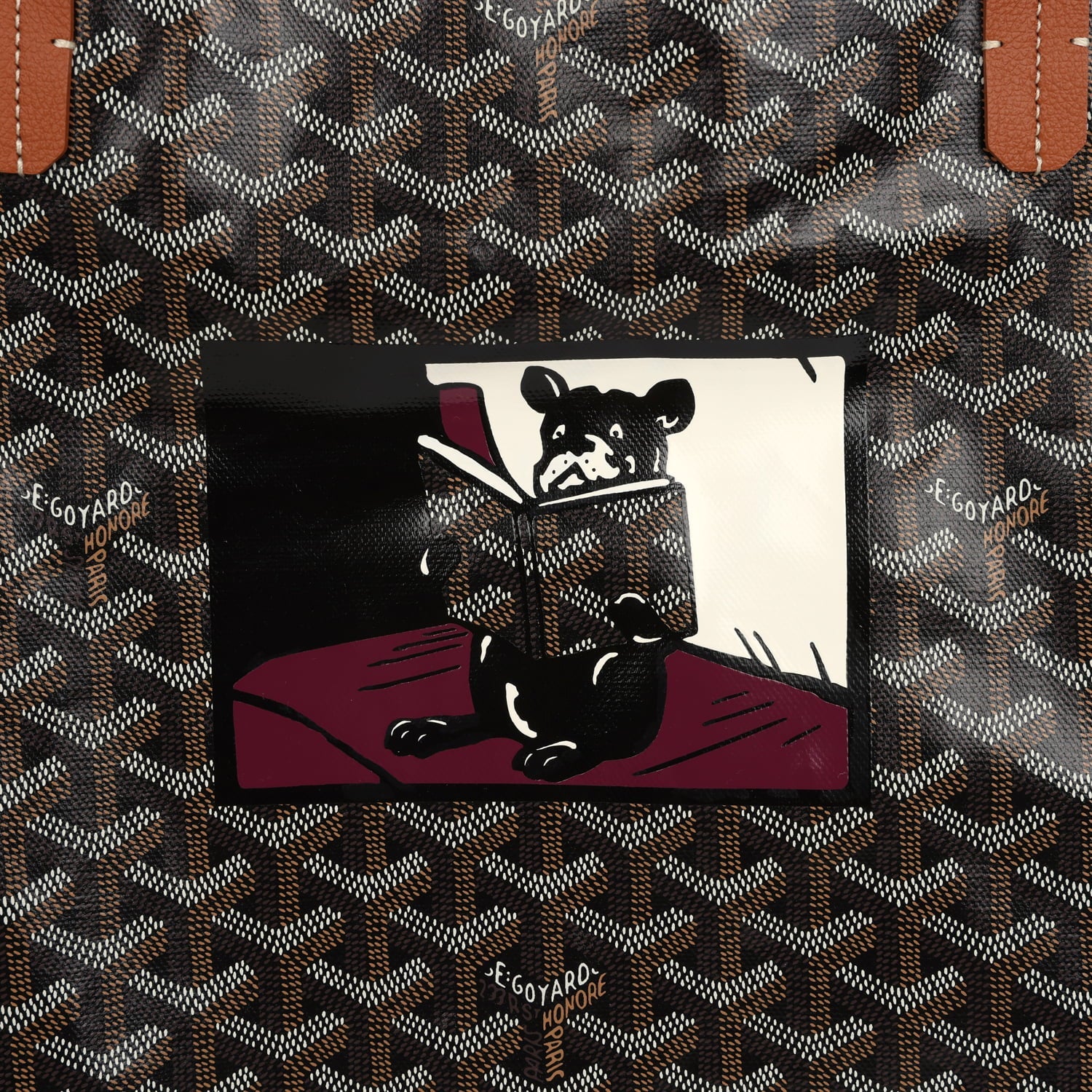 Goyard Goyardine "Hulot Dog" Black and Brown Saint Louis GM Tote Bag Palladium Hardware