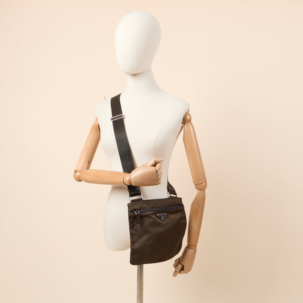 Prada Cross Body Nylon Messenger in Green, Nylon