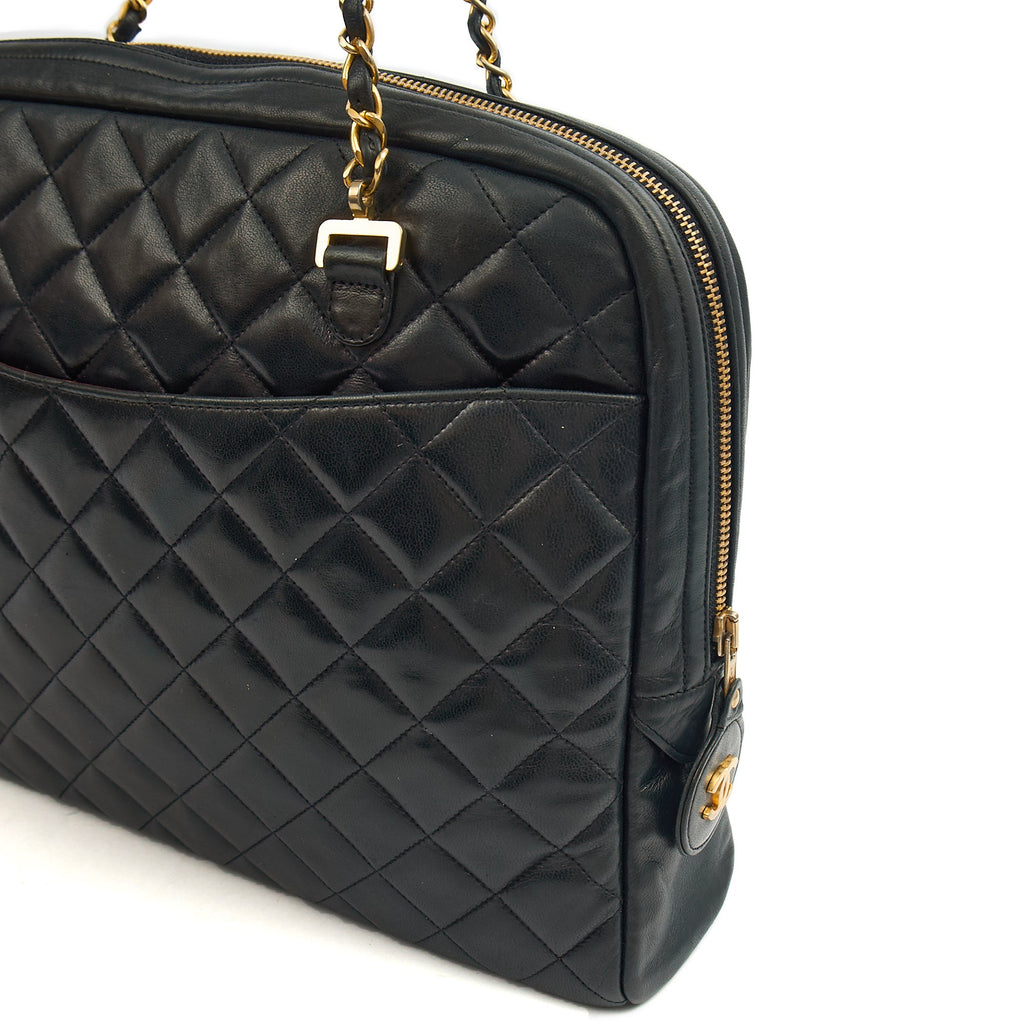 Chanel Tote Vintage Tote in Black, Lambskin Leather