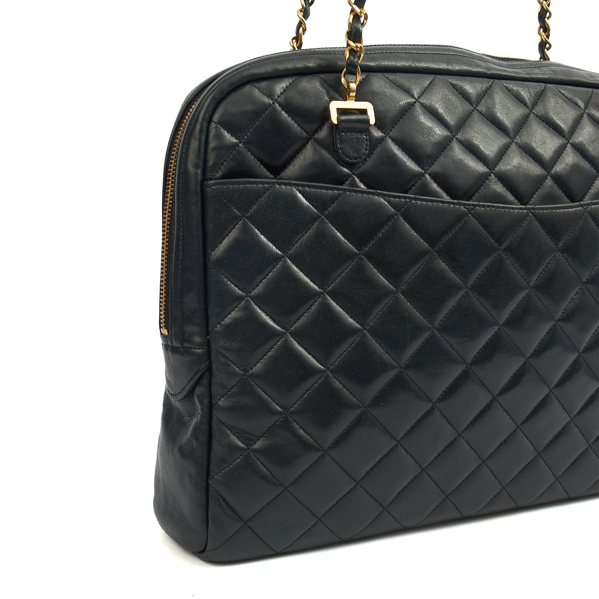 Chanel Tote Vintage Tote in Black, Lambskin Leather