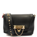 Valentino Shoulder Bag Demilune Shoulder Bag in Black, Calfskin