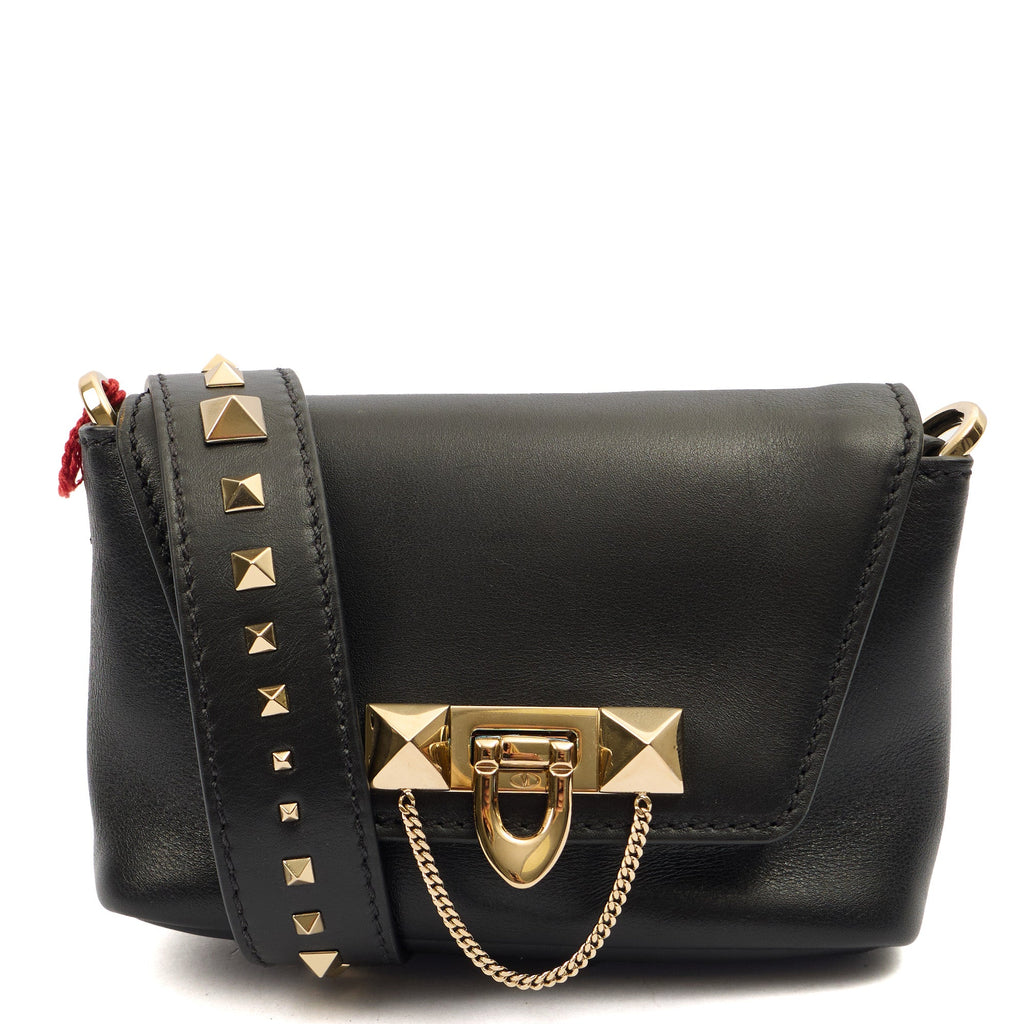 Valentino Shoulder Bag Demilune Shoulder Bag in Black, Calfskin