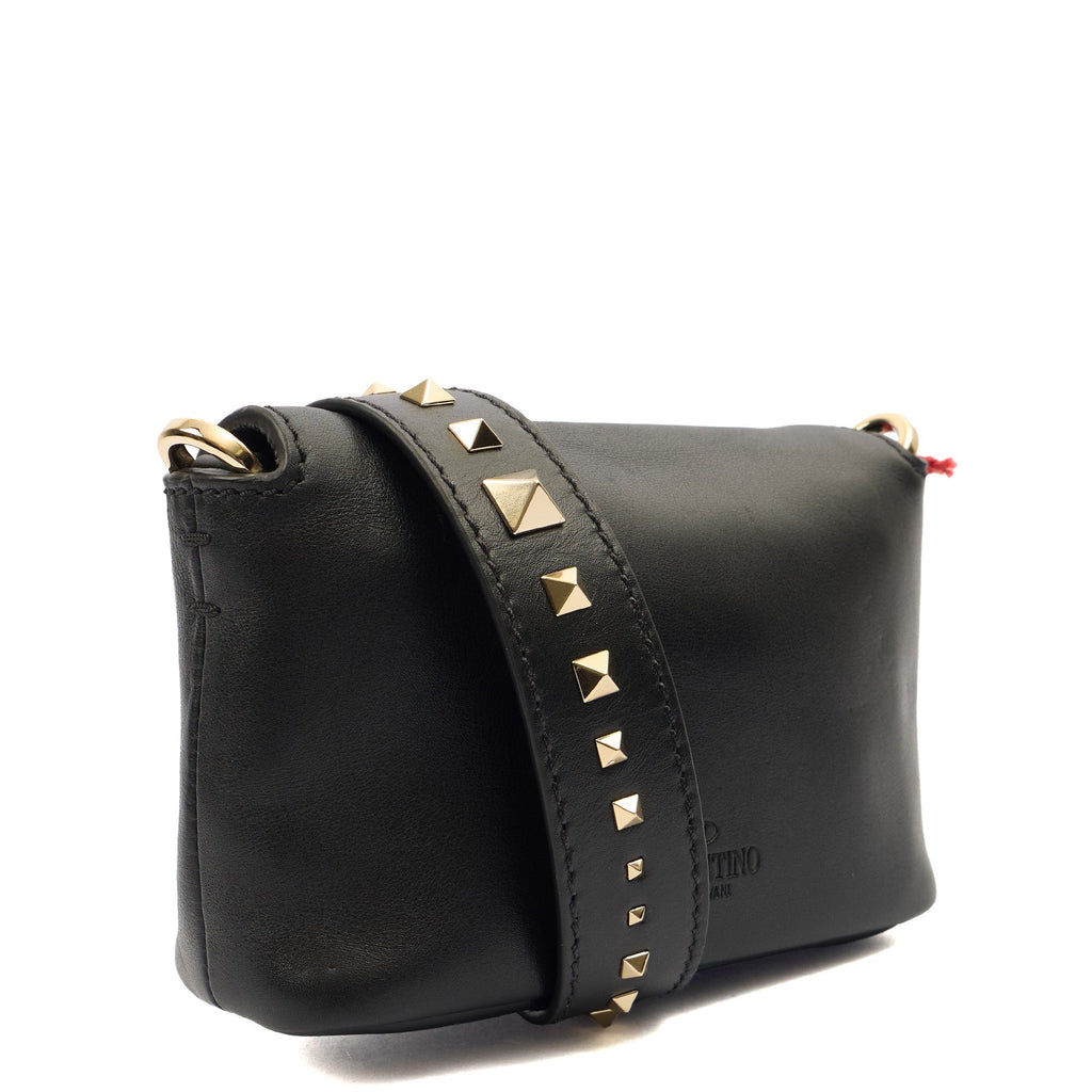 Valentino Shoulder Bag Demilune Shoulder Bag in Black, Calfskin