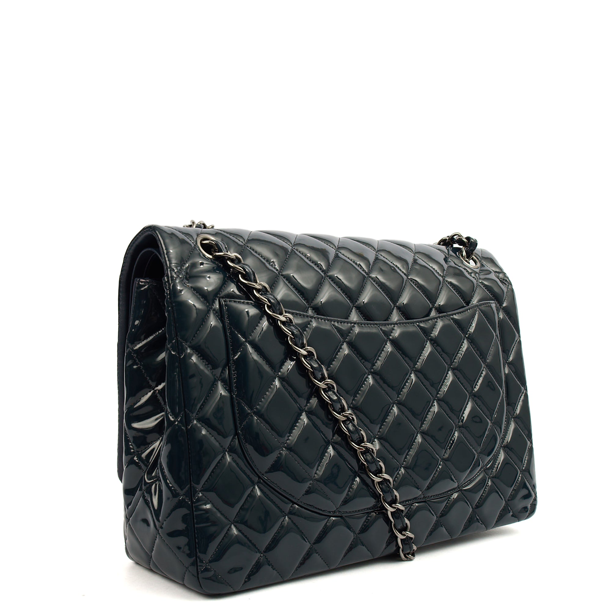 Chanel Shoulder Bag Classic - Maxi in Navy, Patent Leather