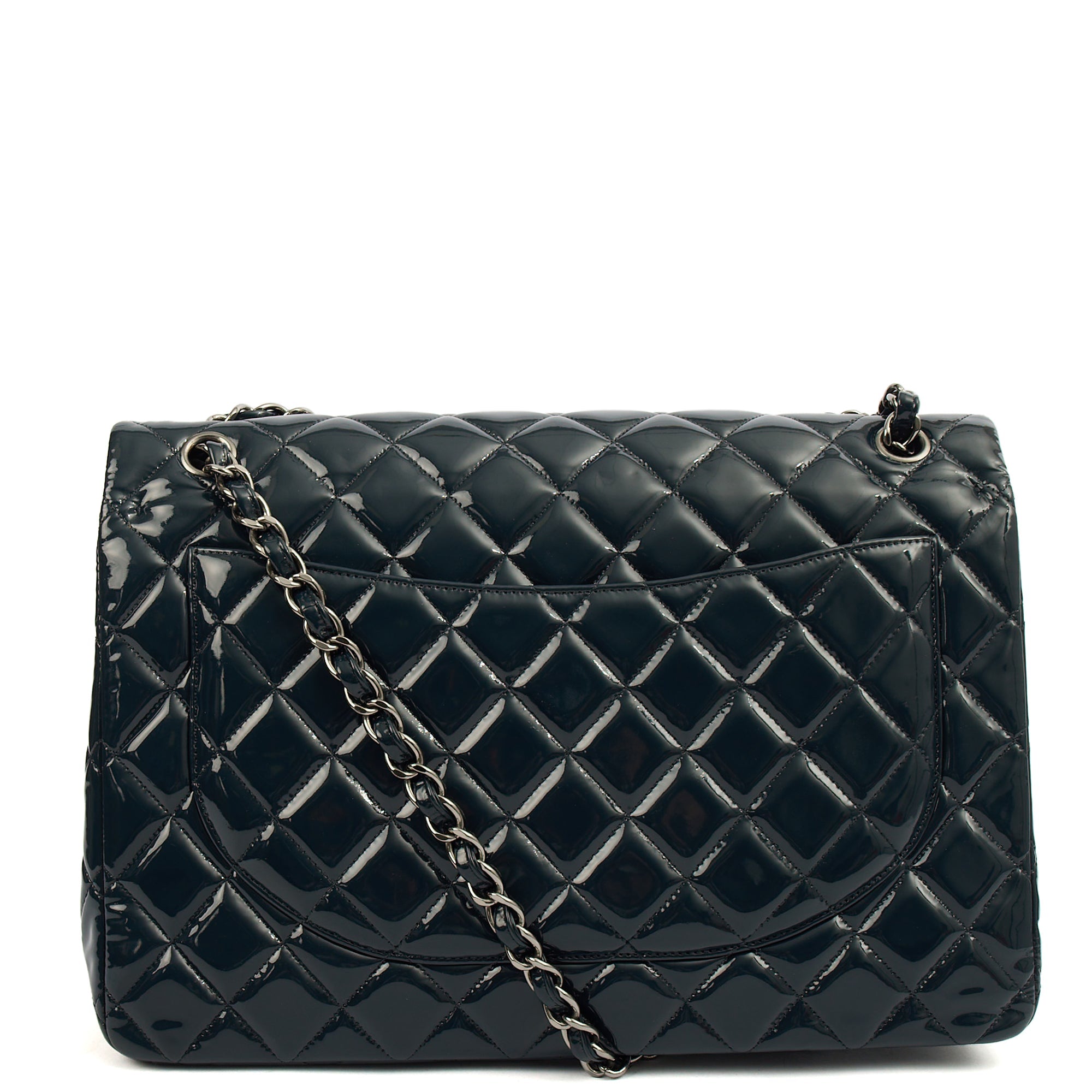 Chanel Shoulder Bag Classic - Maxi in Navy, Patent Leather