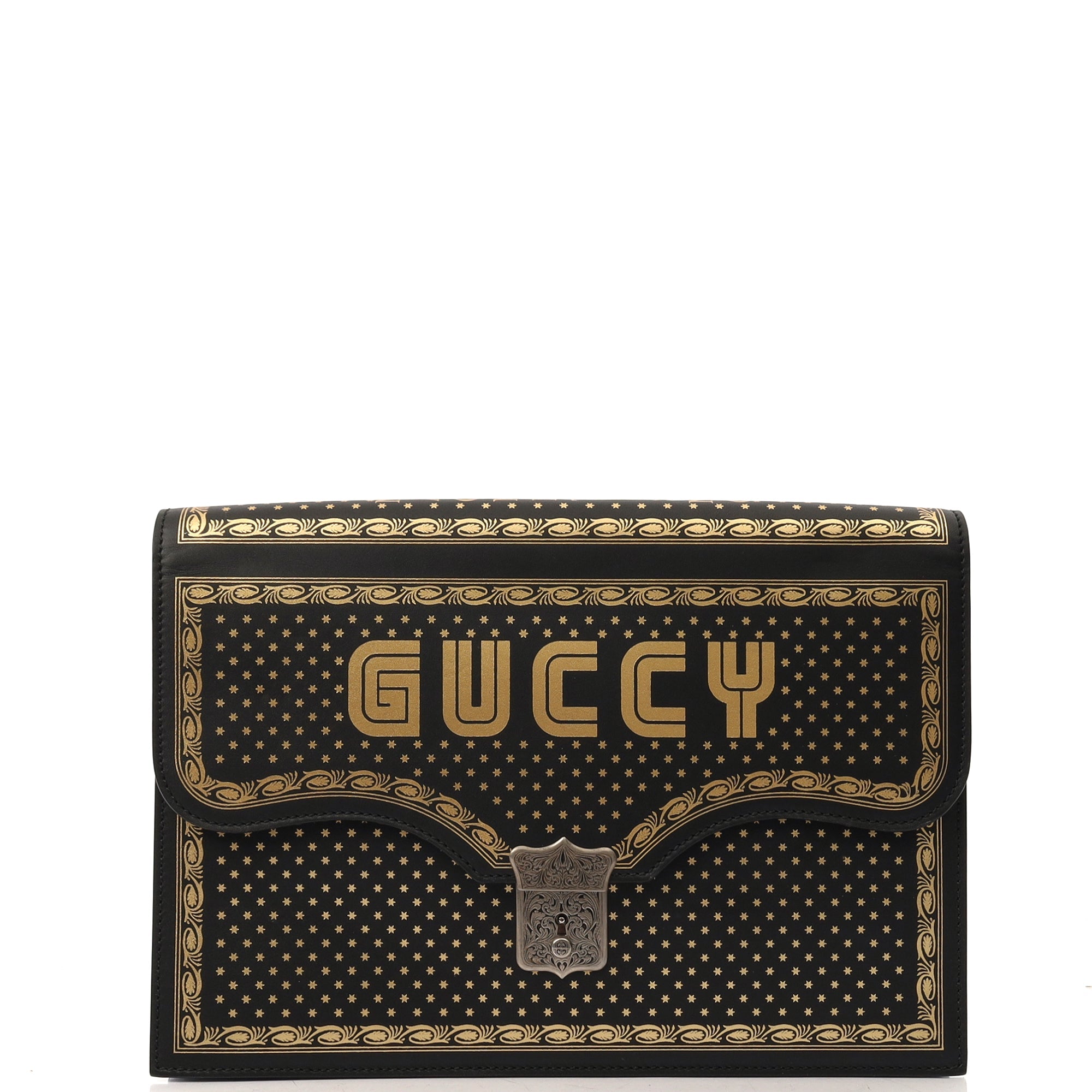 Gucci Clutch Logo Portfolio Clutch  in Black, Leather