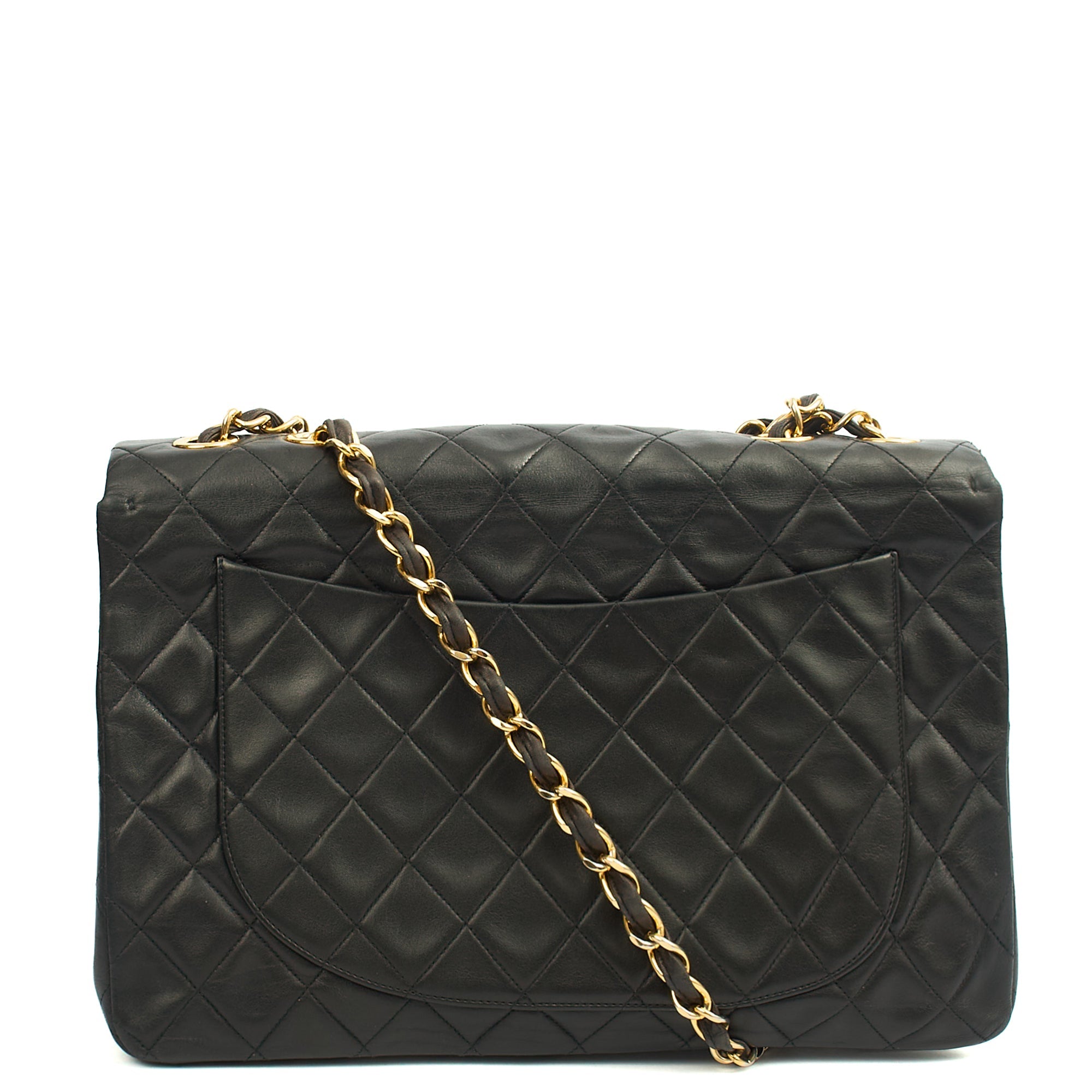 Chanel Shoulder Bag Maxi Jumbo XL in Black, Lambskin Leather