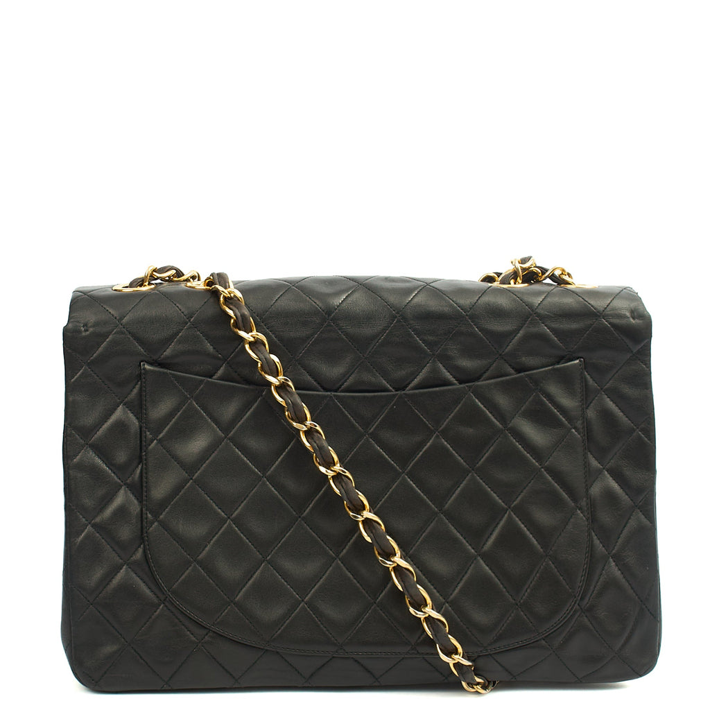 Chanel Shoulder Bag Maxi Jumbo XL in Black, Lambskin Leather