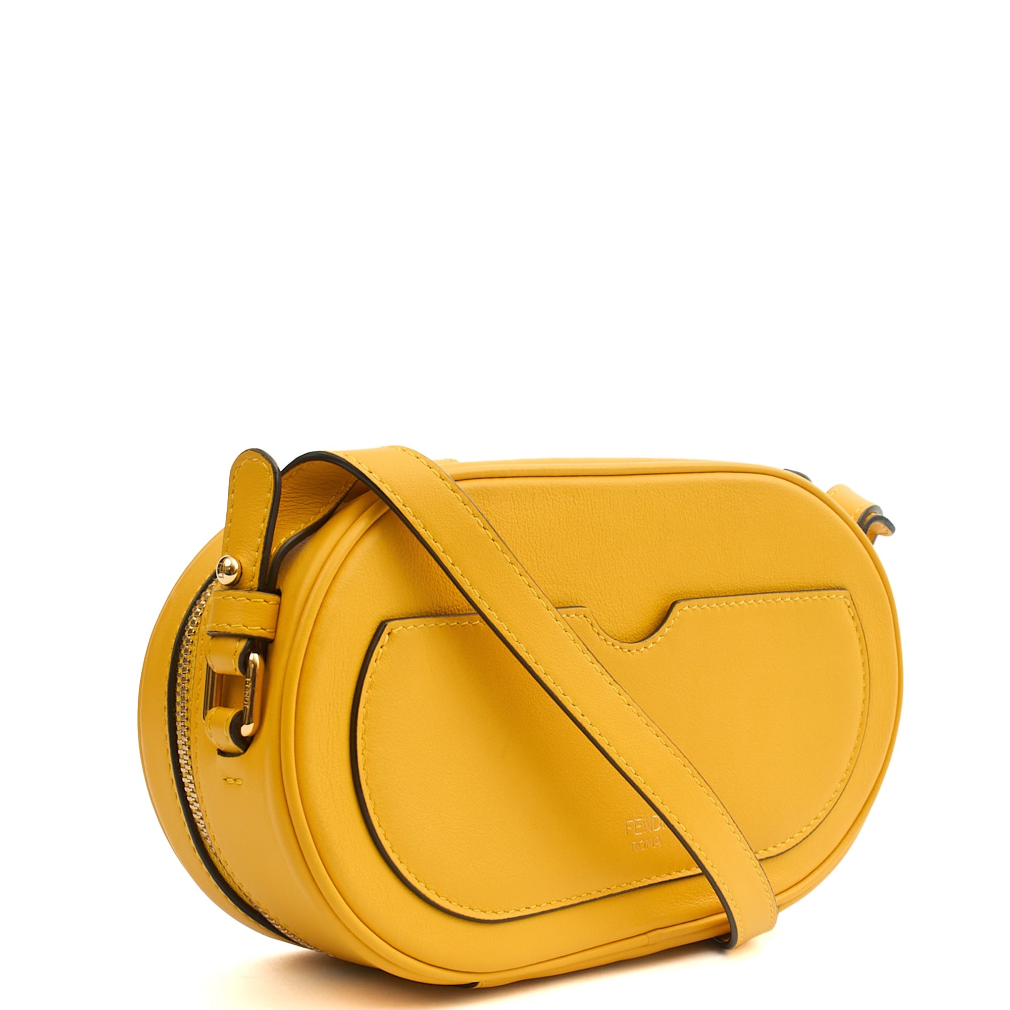 Fendi Cross Body O'clock Swing in Yellow, Leather