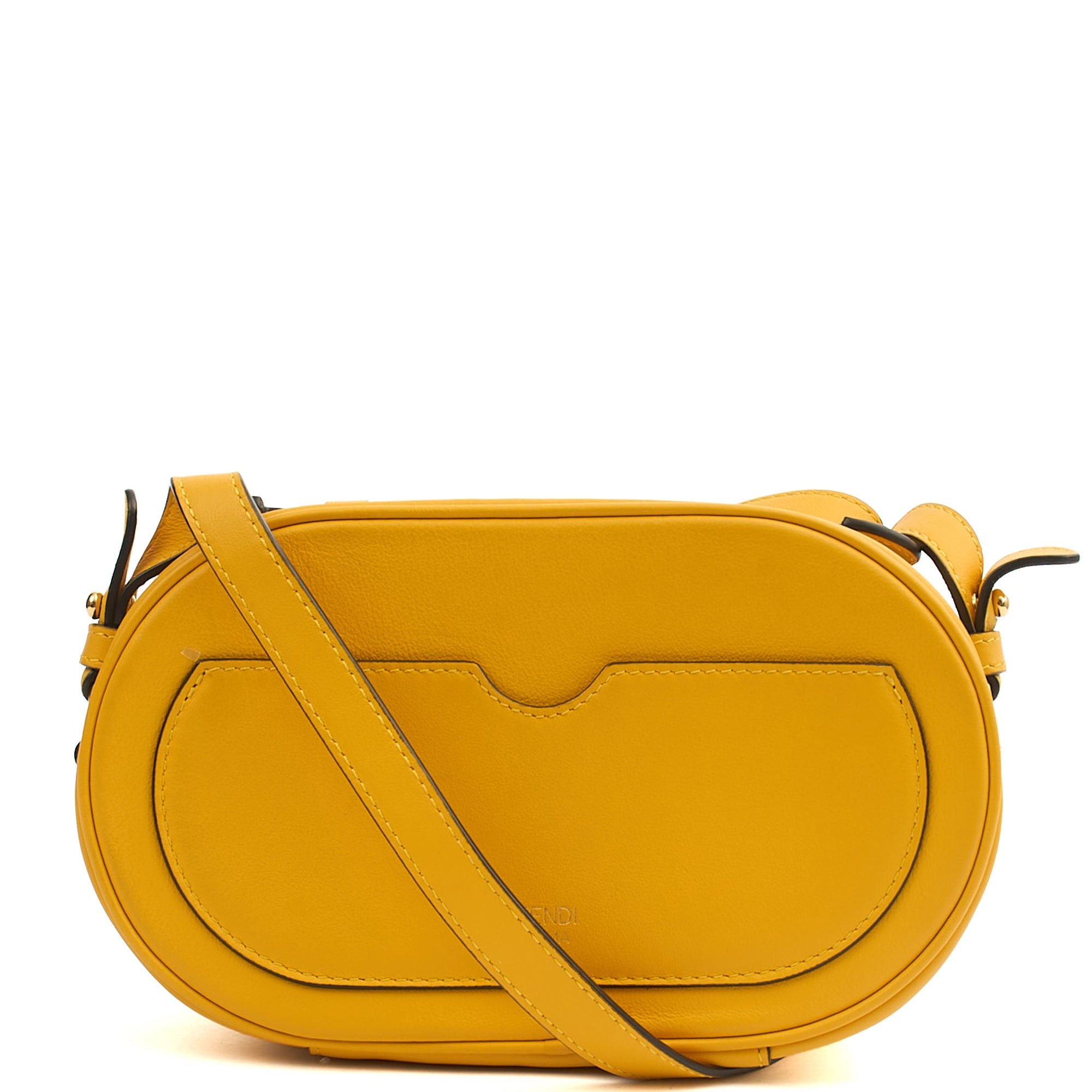 Fendi Cross Body O'clock Swing in Yellow, Leather