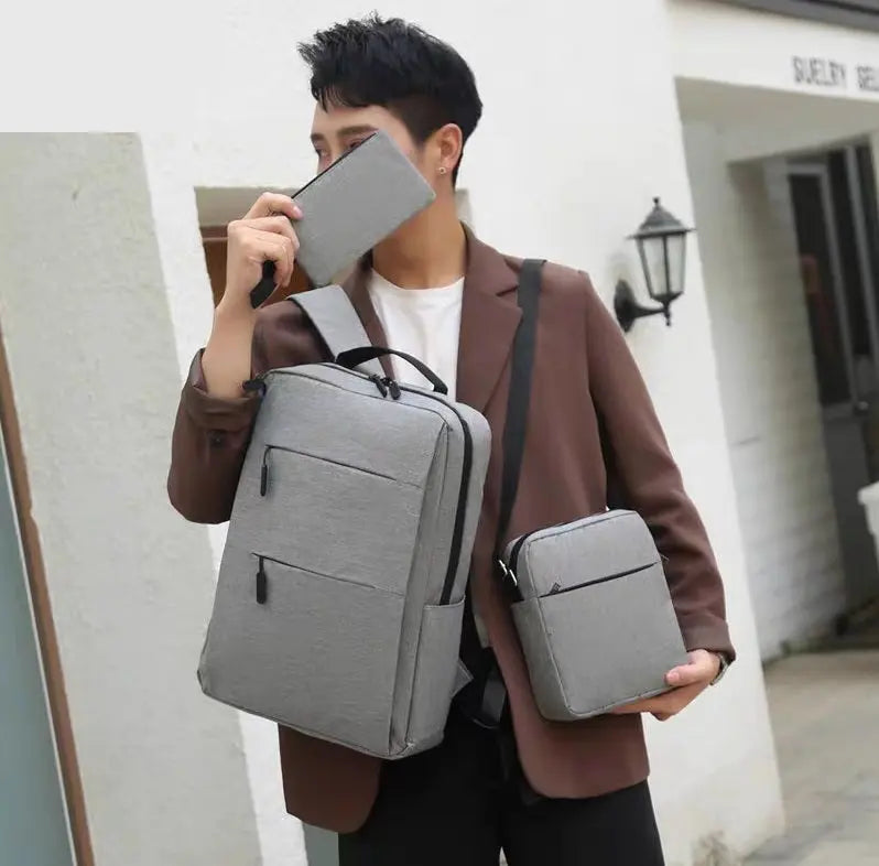 3Pcs Sets Men & Women Waterproof Backpack Without USB Port 4105