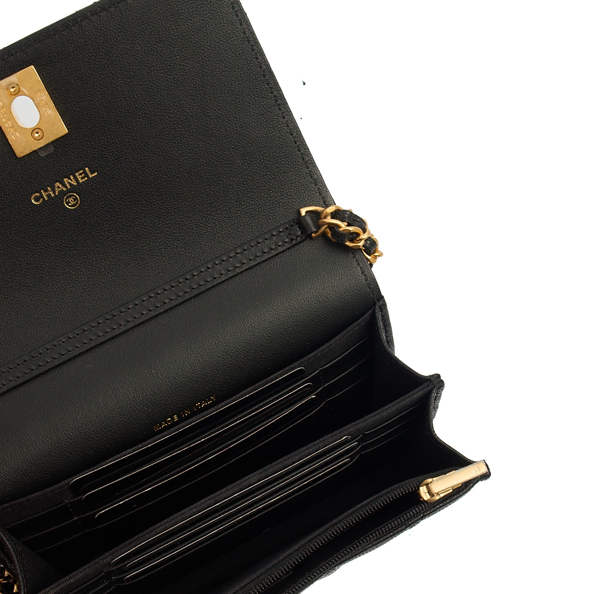 Chanel Cross Body Wallet on Chain in Black, Caviar Leather