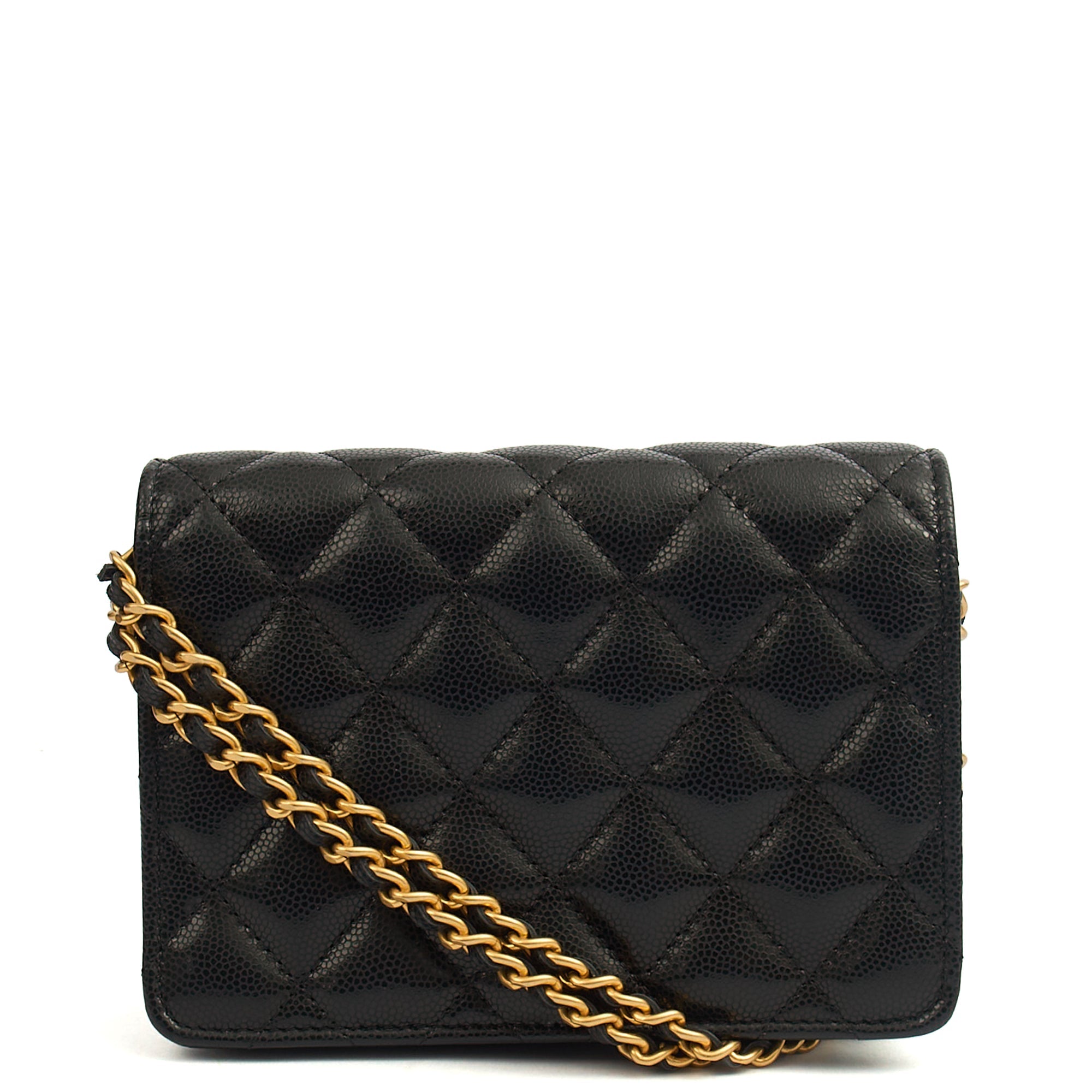 Chanel Cross Body Wallet on Chain in Black, Caviar Leather