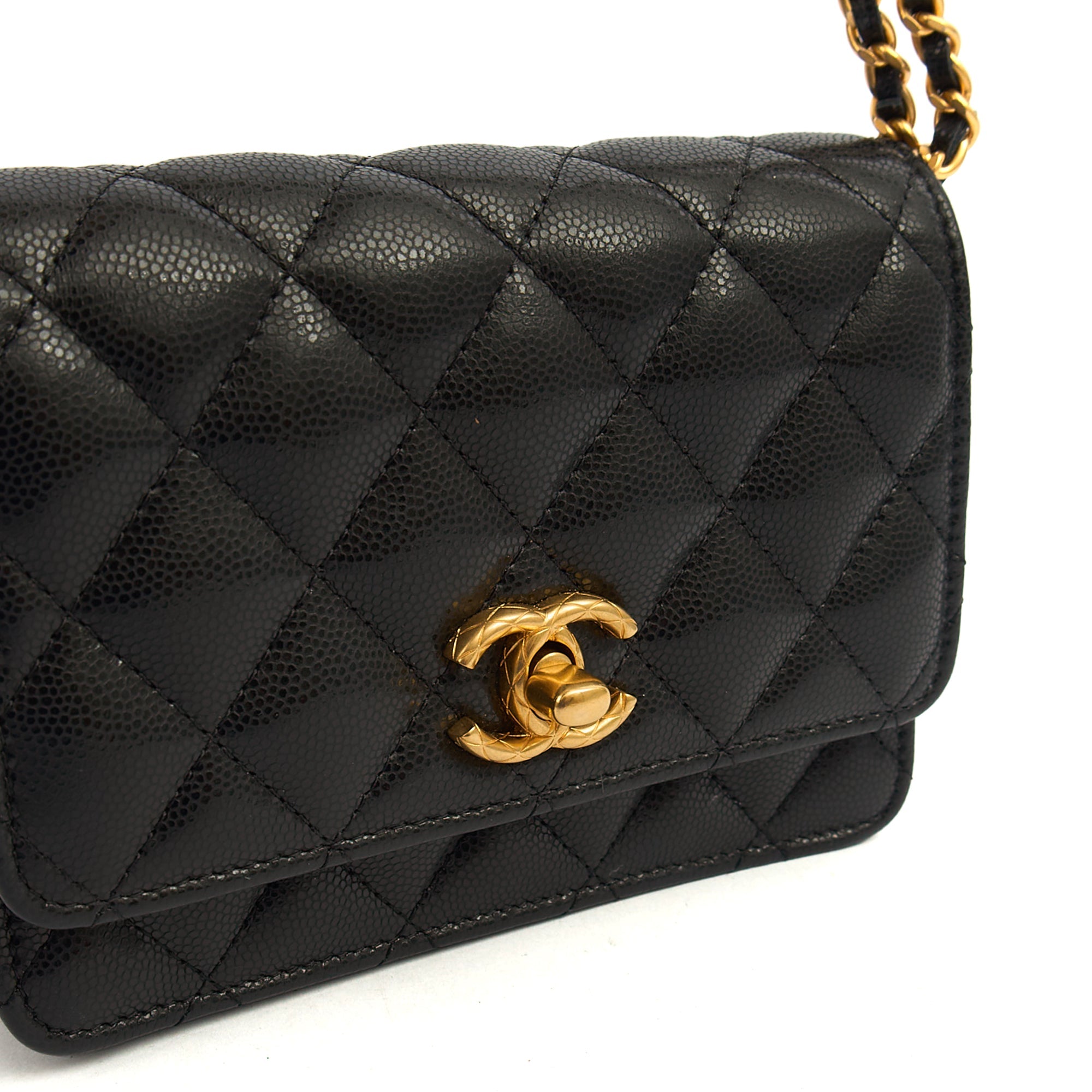 Chanel Cross Body Wallet on Chain in Black, Caviar Leather