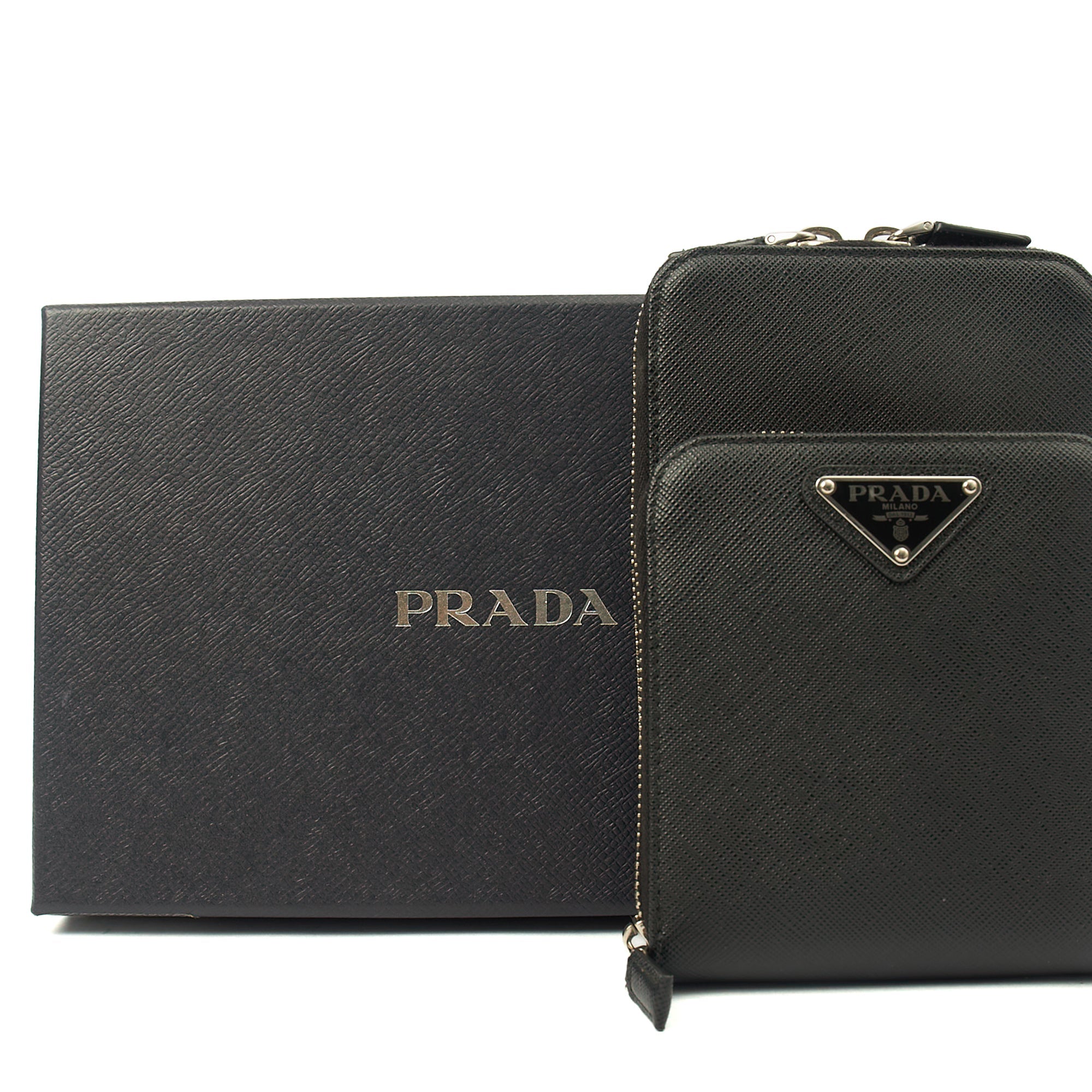 Prada Cross Body Crossbody in Black, Saffiano Leather