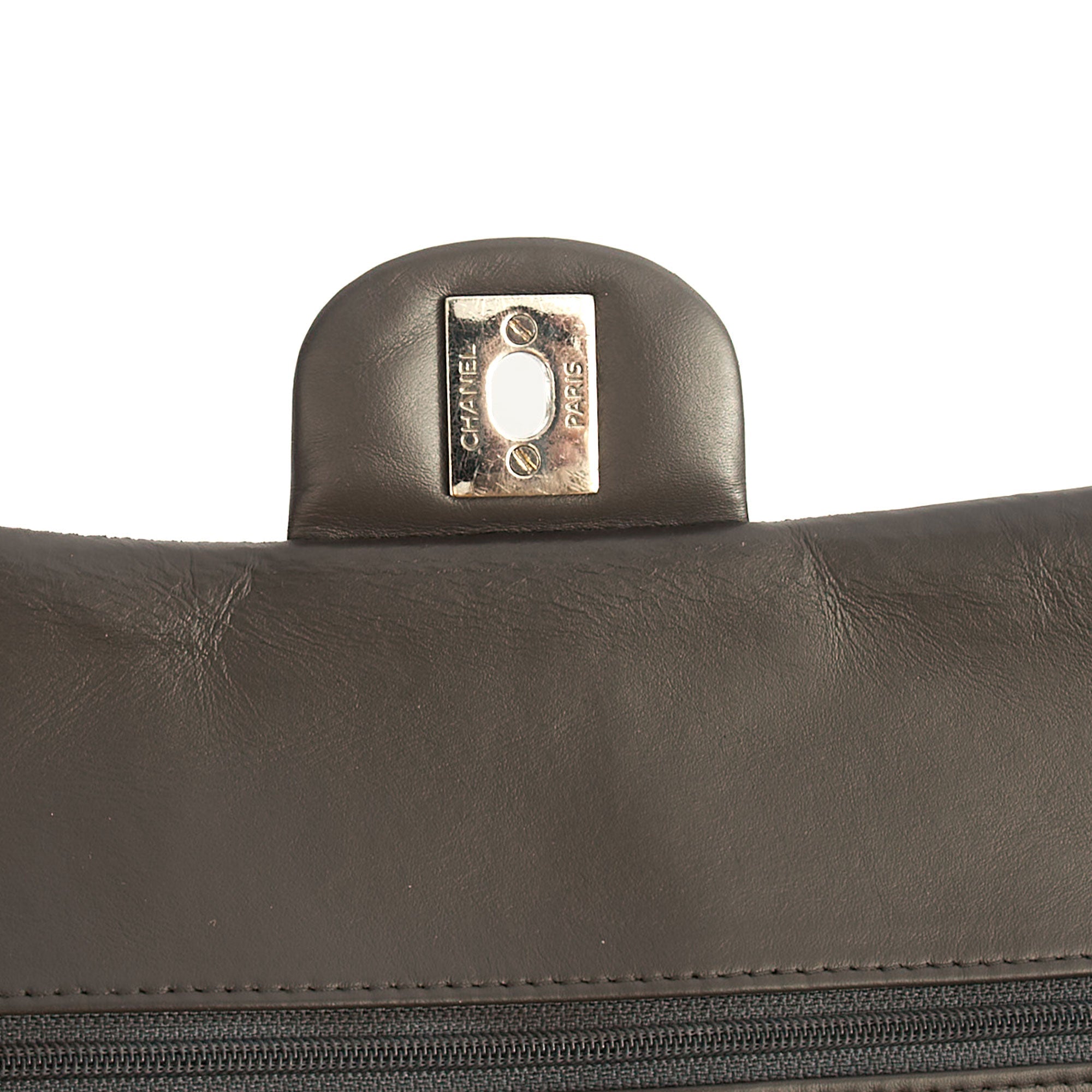 Chanel Shoulder Bag Classic Double Flap - Medium in Grey, Patent Leather