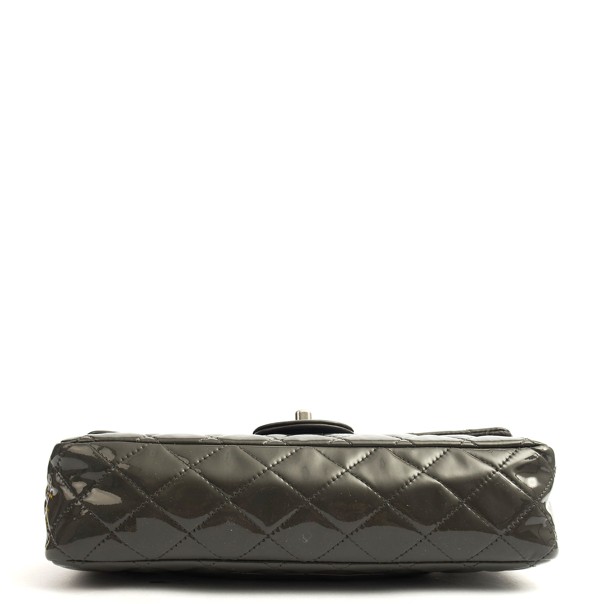 Chanel Shoulder Bag Classic Double Flap - Medium in Grey, Patent Leather