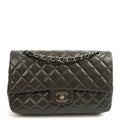 Chanel Shoulder Bag Classic Double Flap - Medium in Grey, Patent Leather