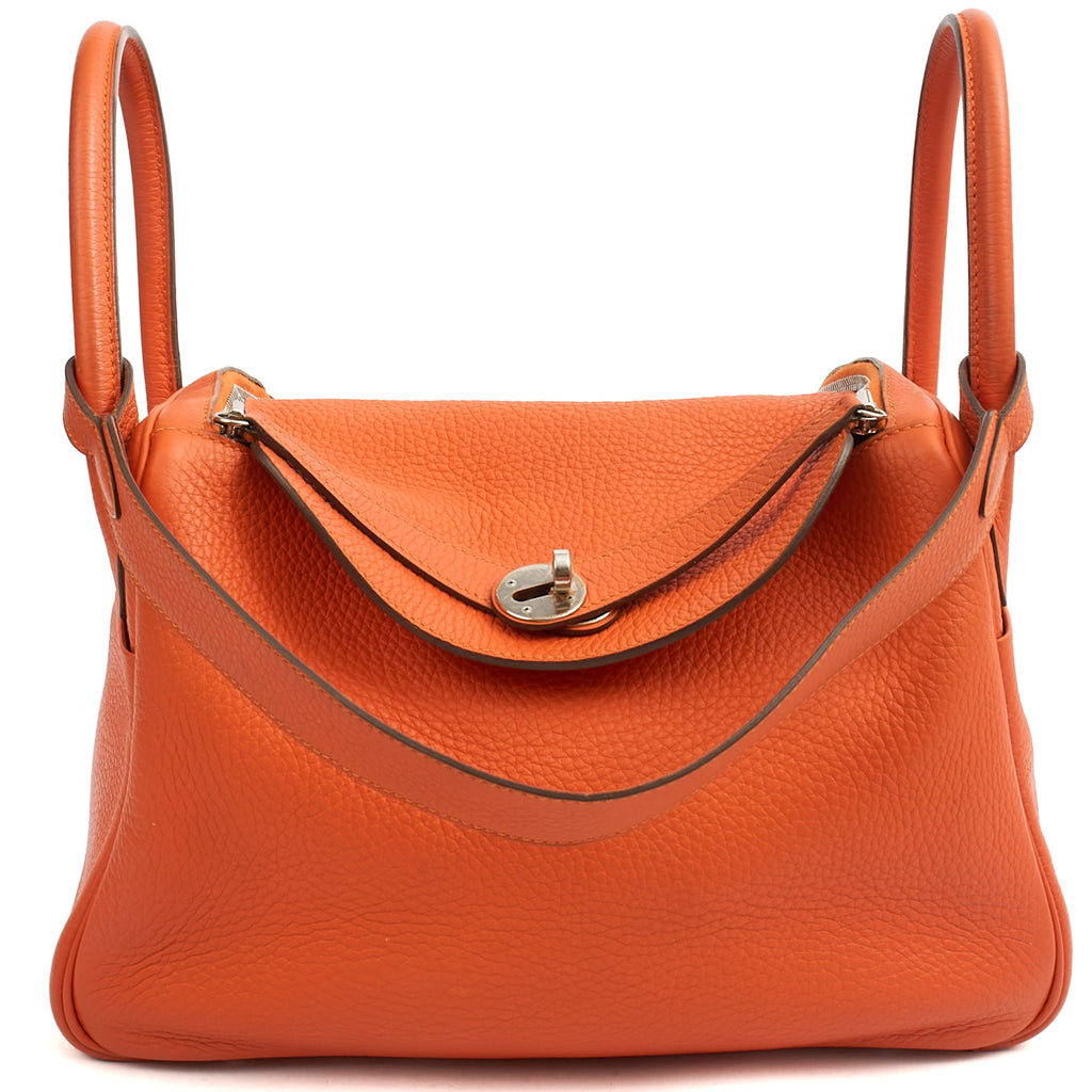 Hermes Tote Lindy 30 in Classic Orange, Togo Leather