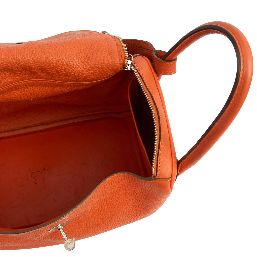 Hermes Tote Lindy 30 in Classic Orange, Togo Leather