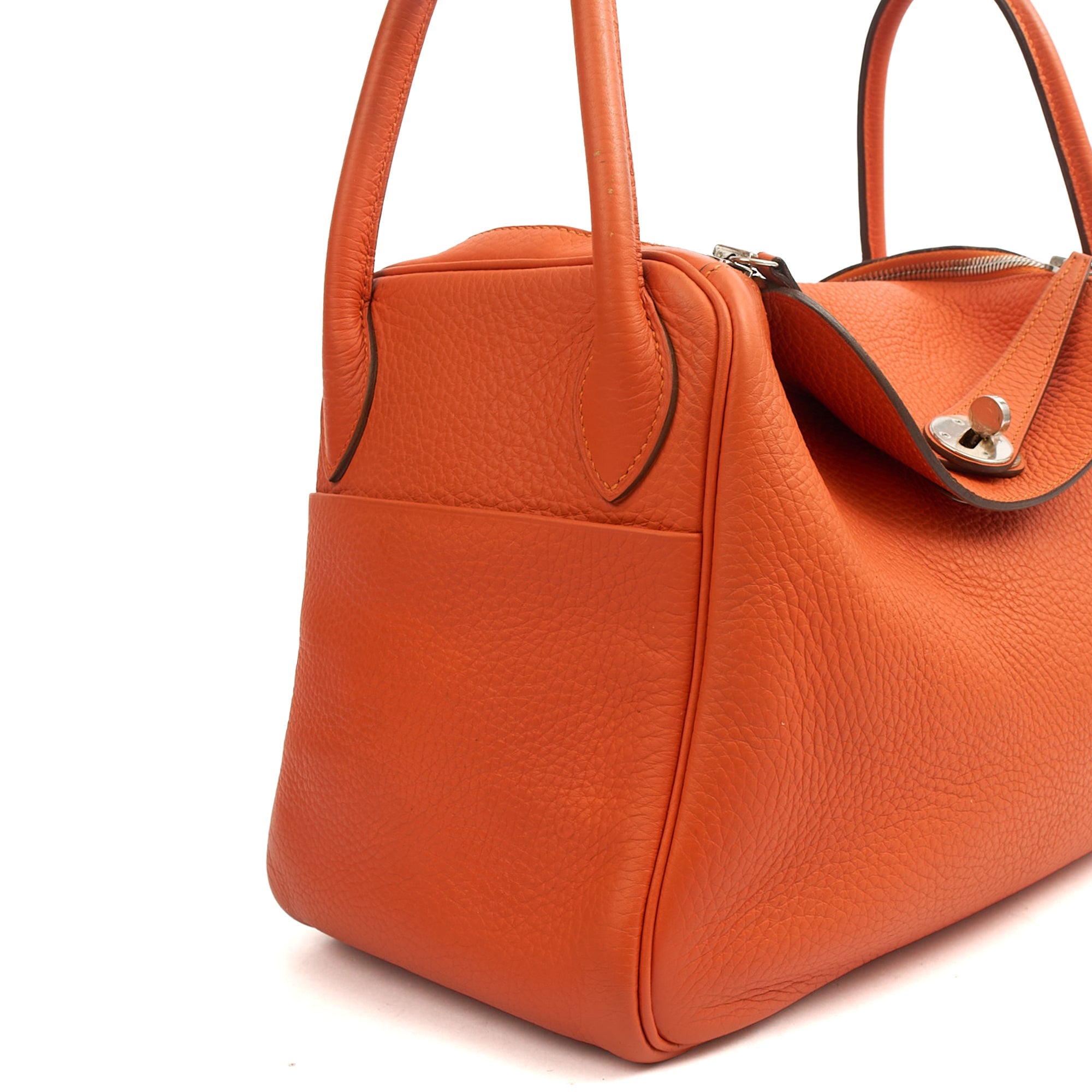 Hermes Tote Lindy 30 in Classic Orange, Togo Leather
