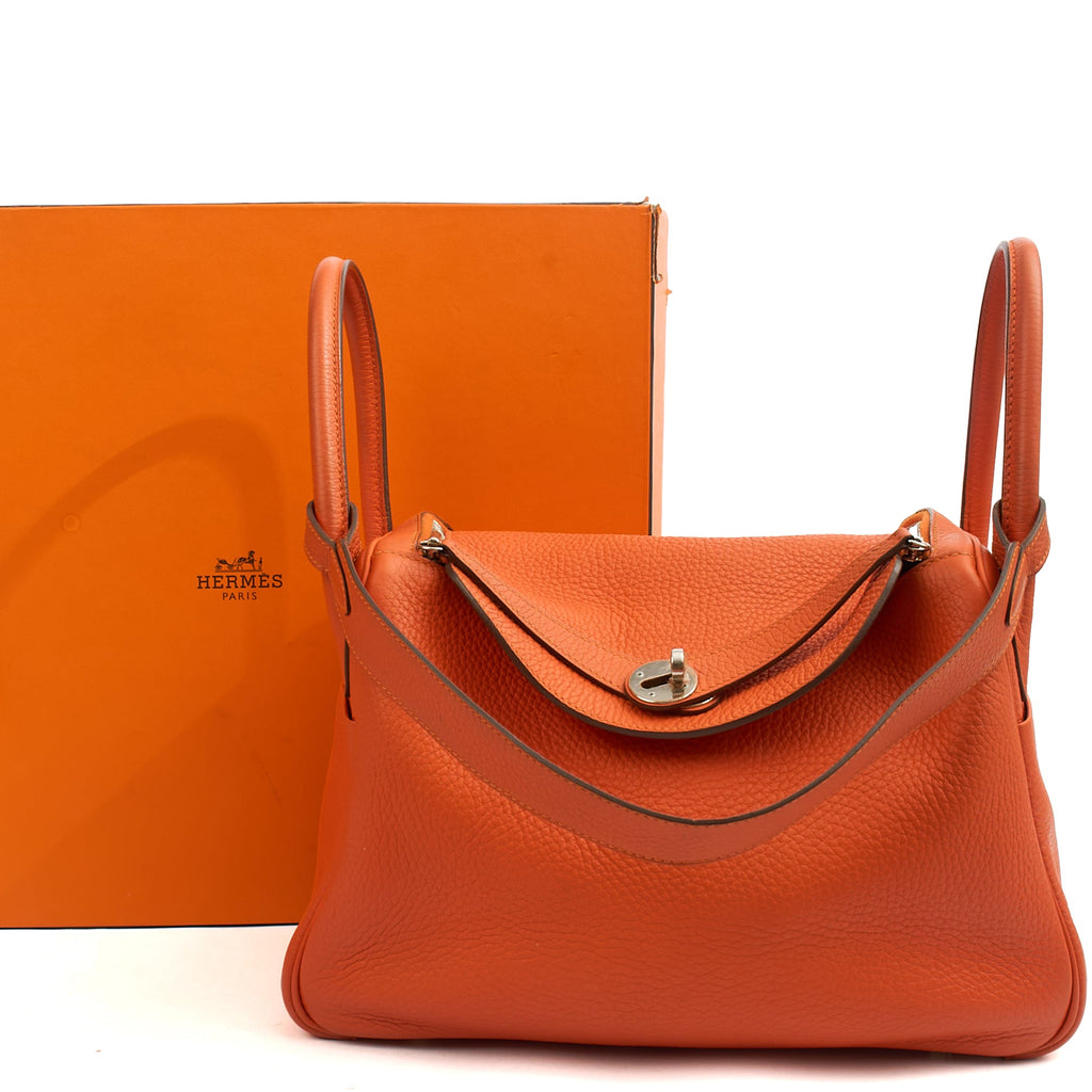 Hermes Tote Lindy 30 in Classic Orange, Togo Leather