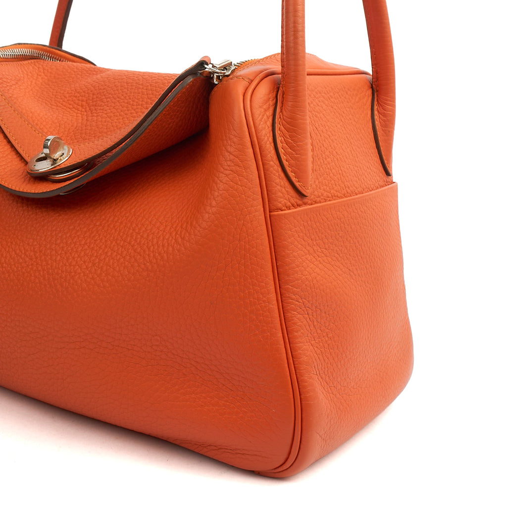 Hermes Tote Lindy 30 in Classic Orange, Togo Leather