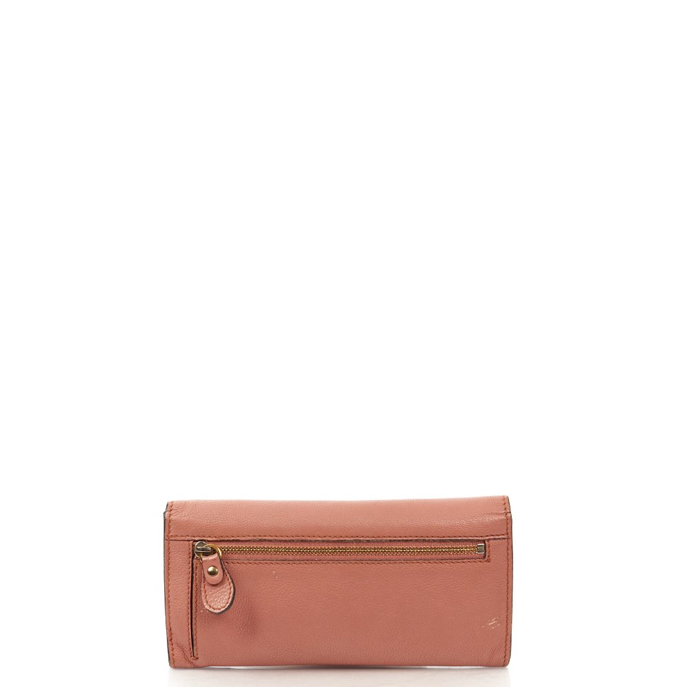 Chloe Purse Elsie Continental Flap Wallet in Nut, Calfskin Leather