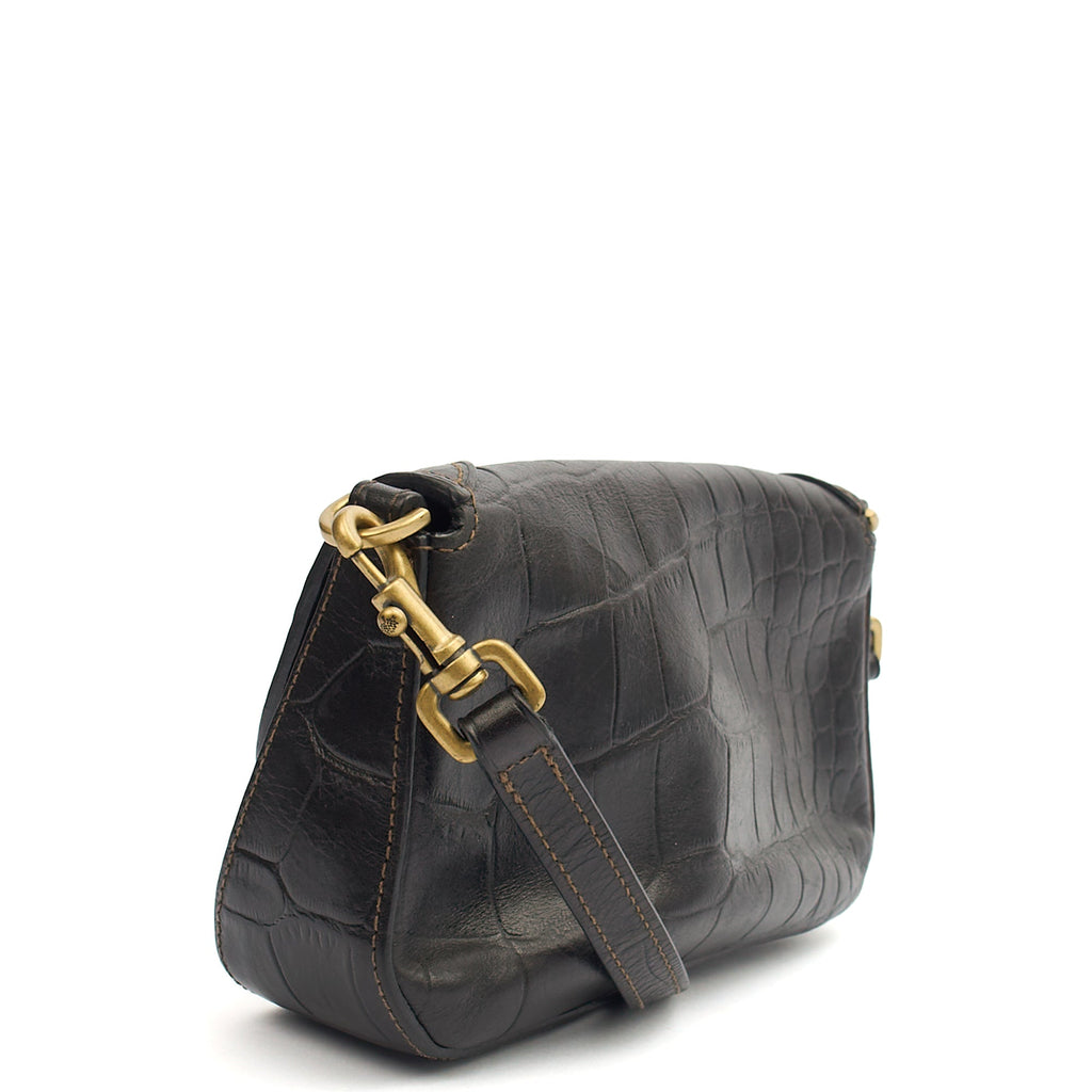 Mulberry Shoulder Bag Vintage Shoulder Bag in Black, Exotic Effect Leather
